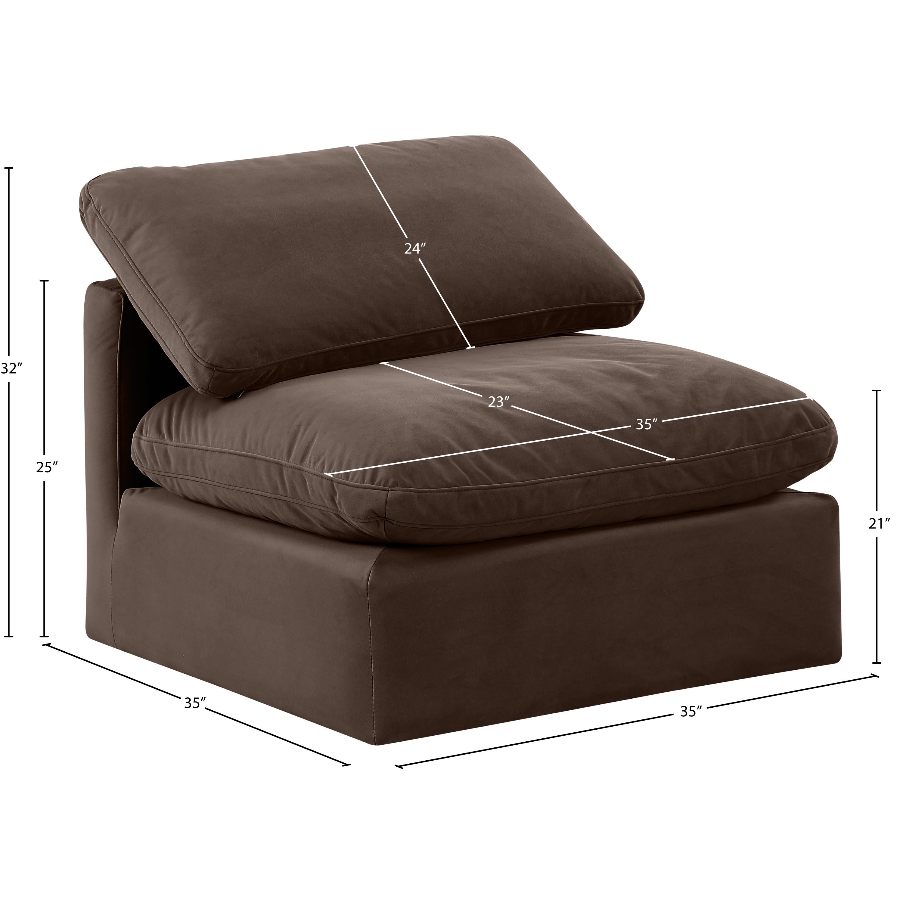 Meridian Indulge Brown Velvet Armless Chair
