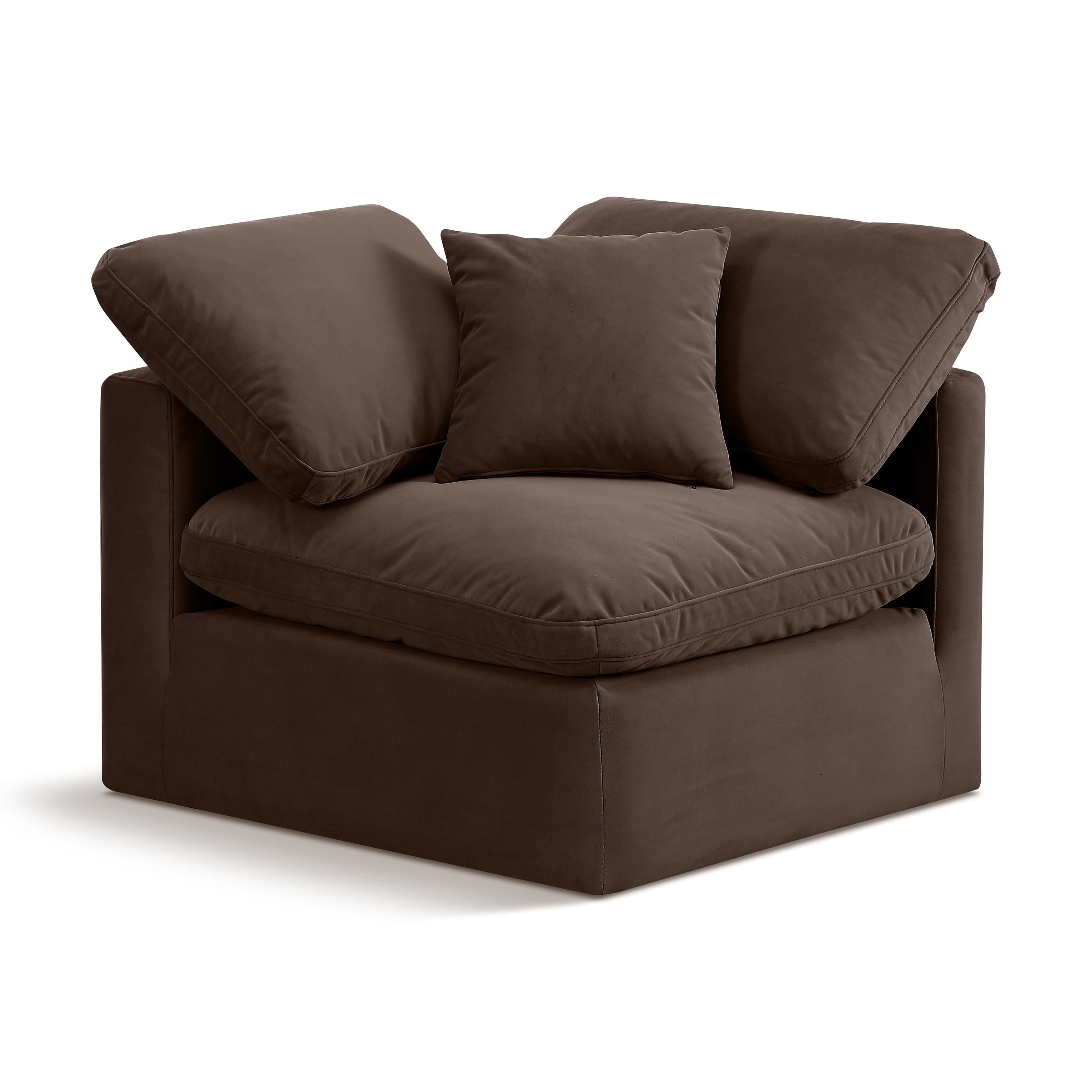 Meridian Indulge Brown Velvet Corner Chair