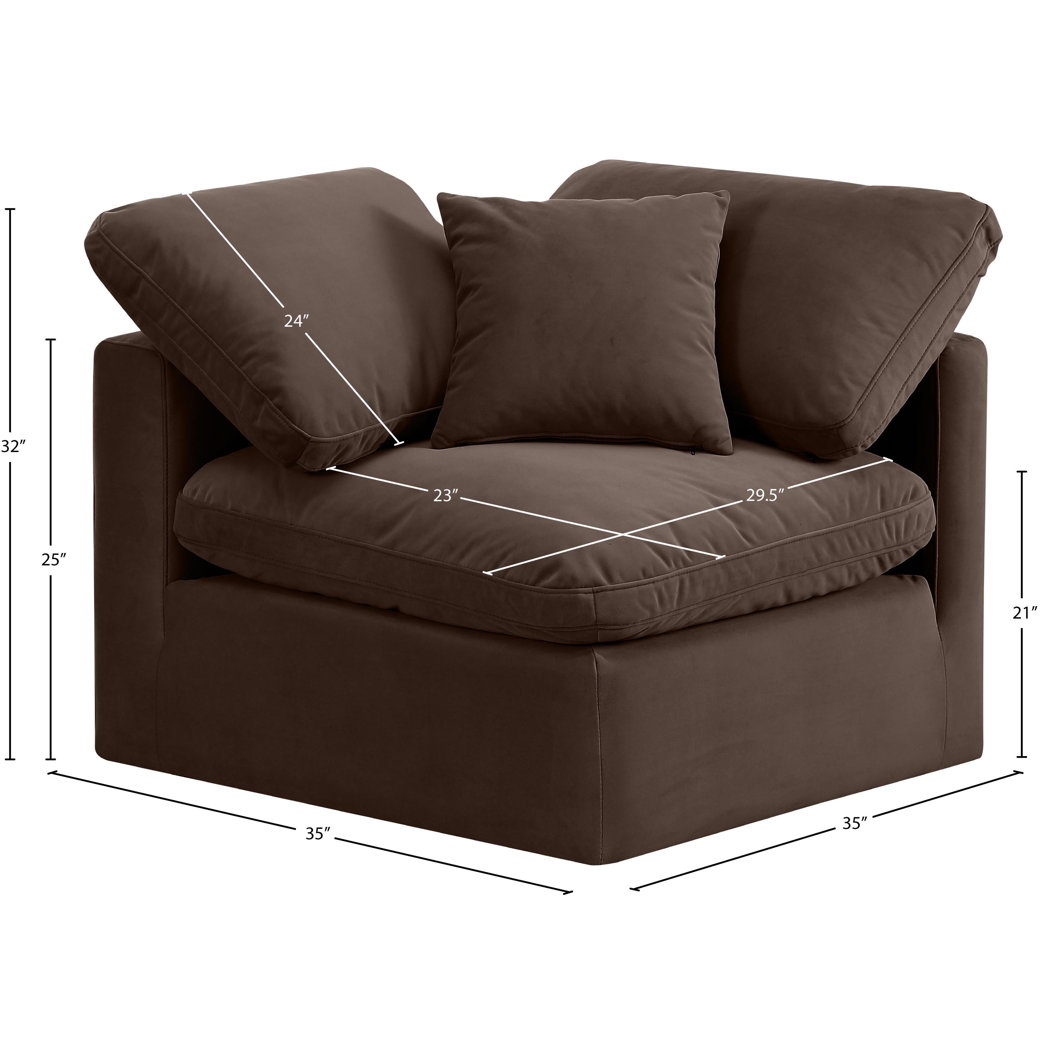 Meridian Indulge Brown Velvet Corner Chair