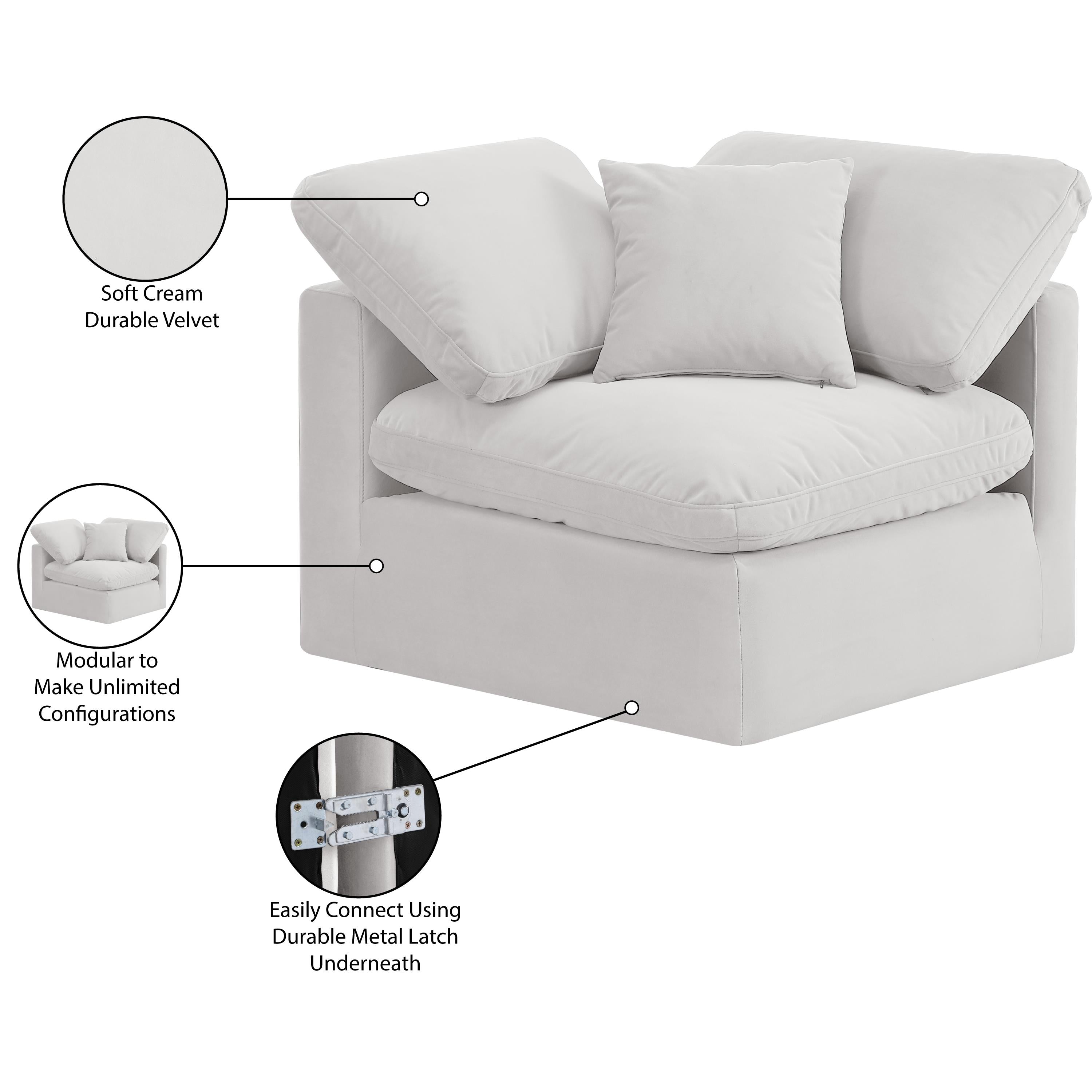 Meridian Indulge Cream Velvet Corner Chair