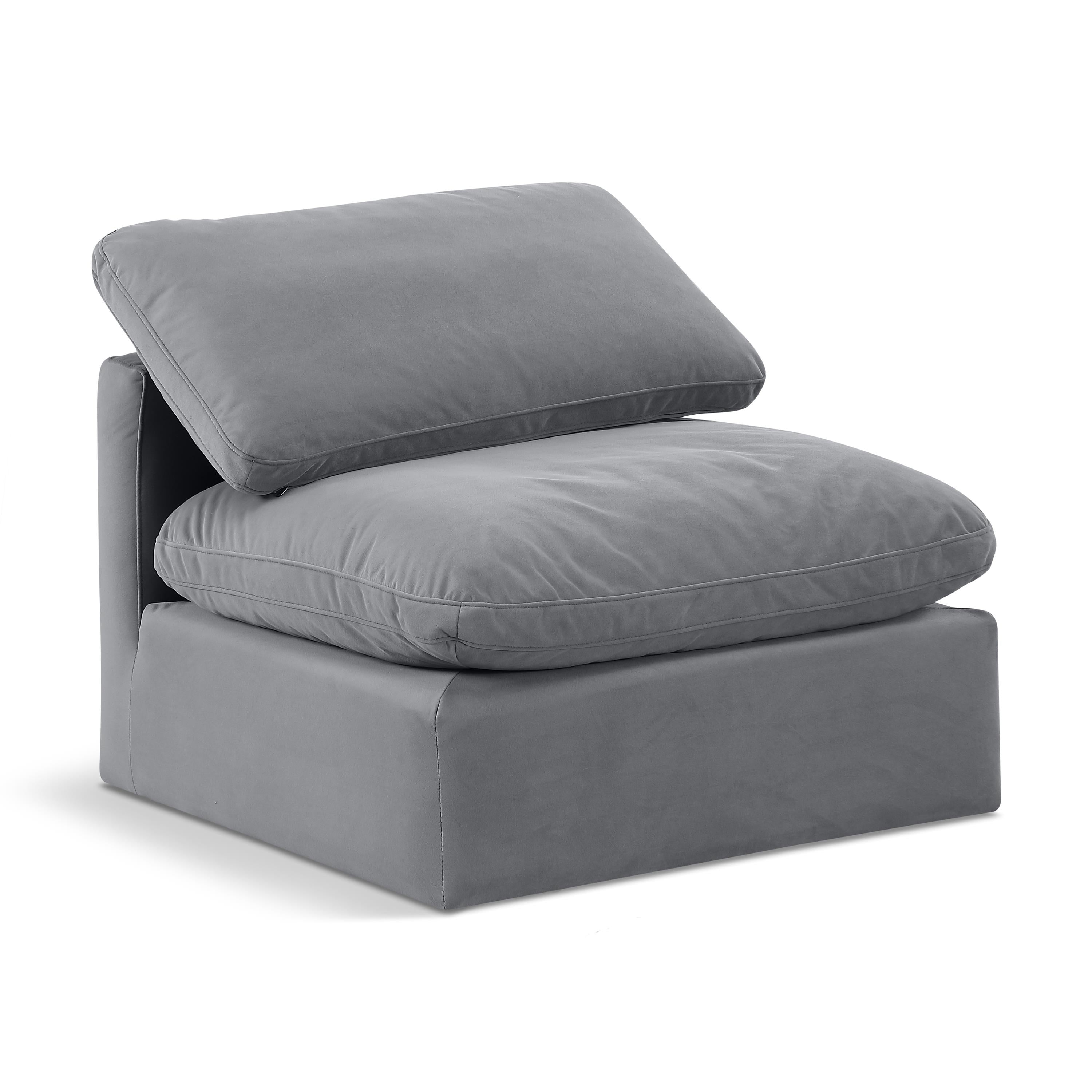 Meridian Indulge Grey Velvet Armless Chair