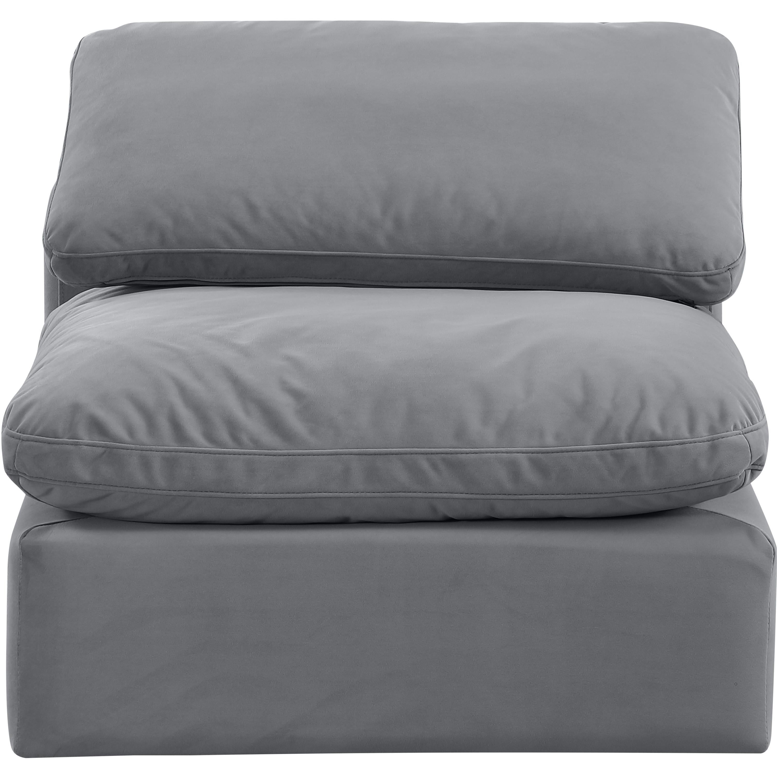 Meridian Indulge Grey Velvet Armless Chair