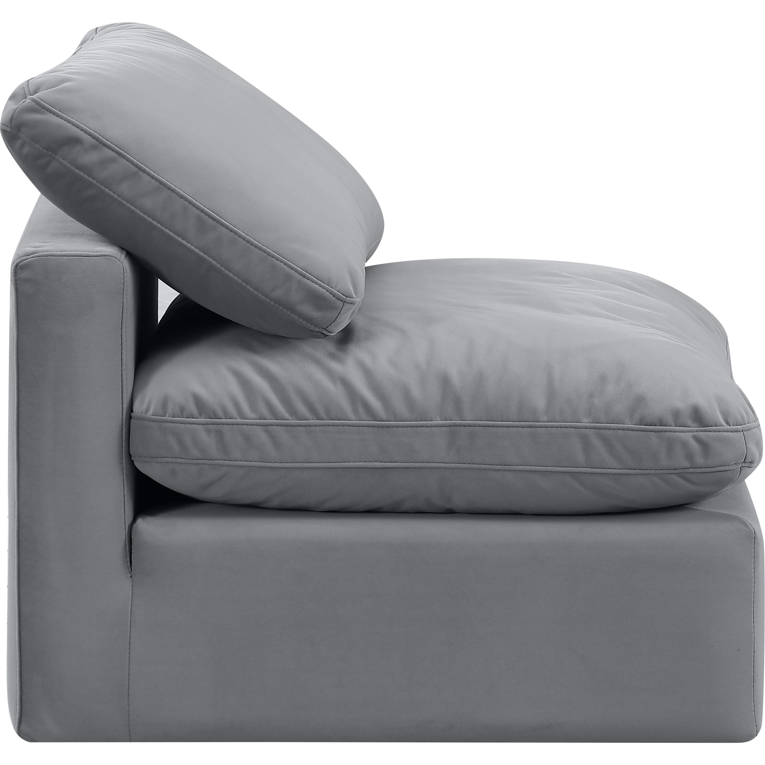 Meridian Indulge Grey Velvet Armless Chair