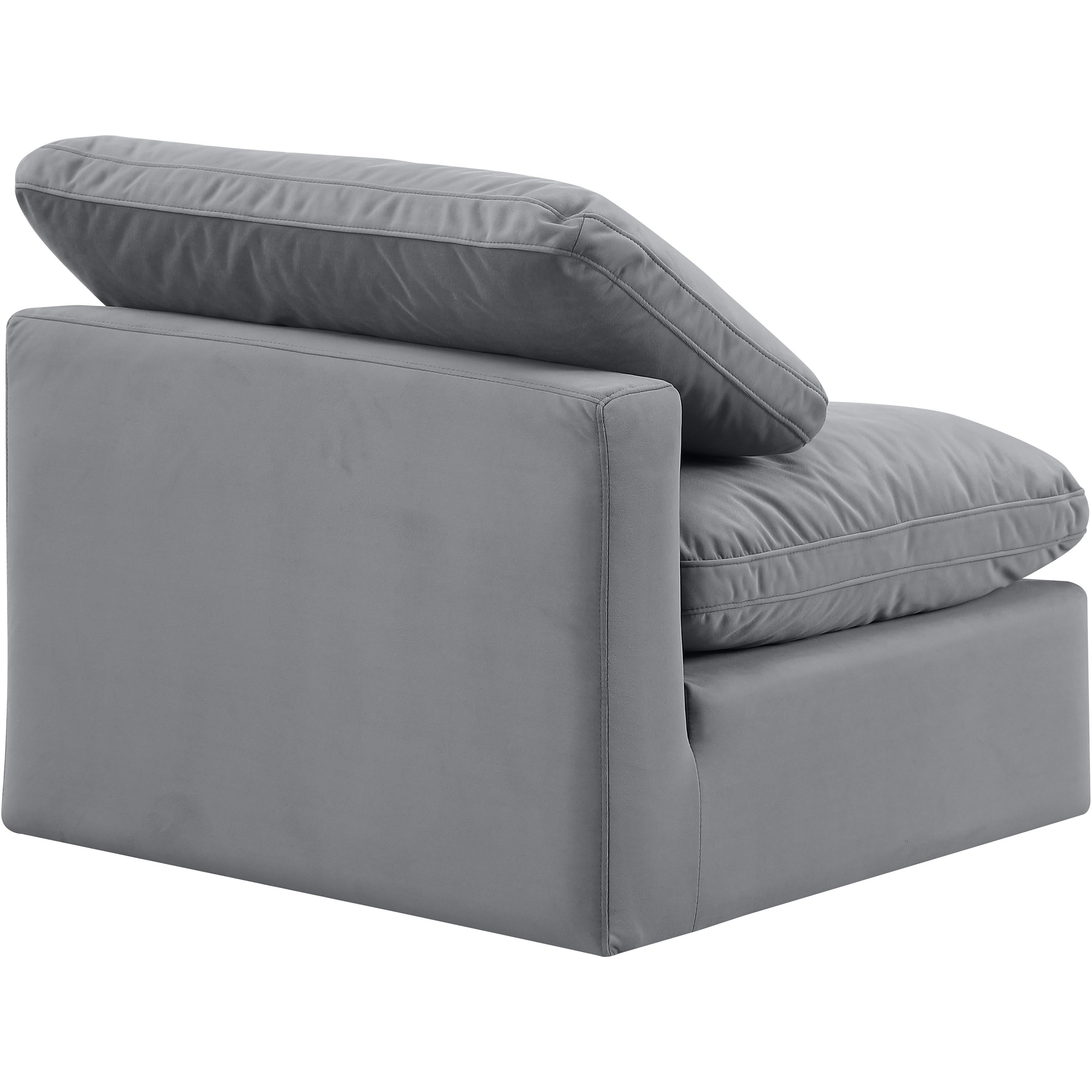 Meridian Indulge Grey Velvet Armless Chair