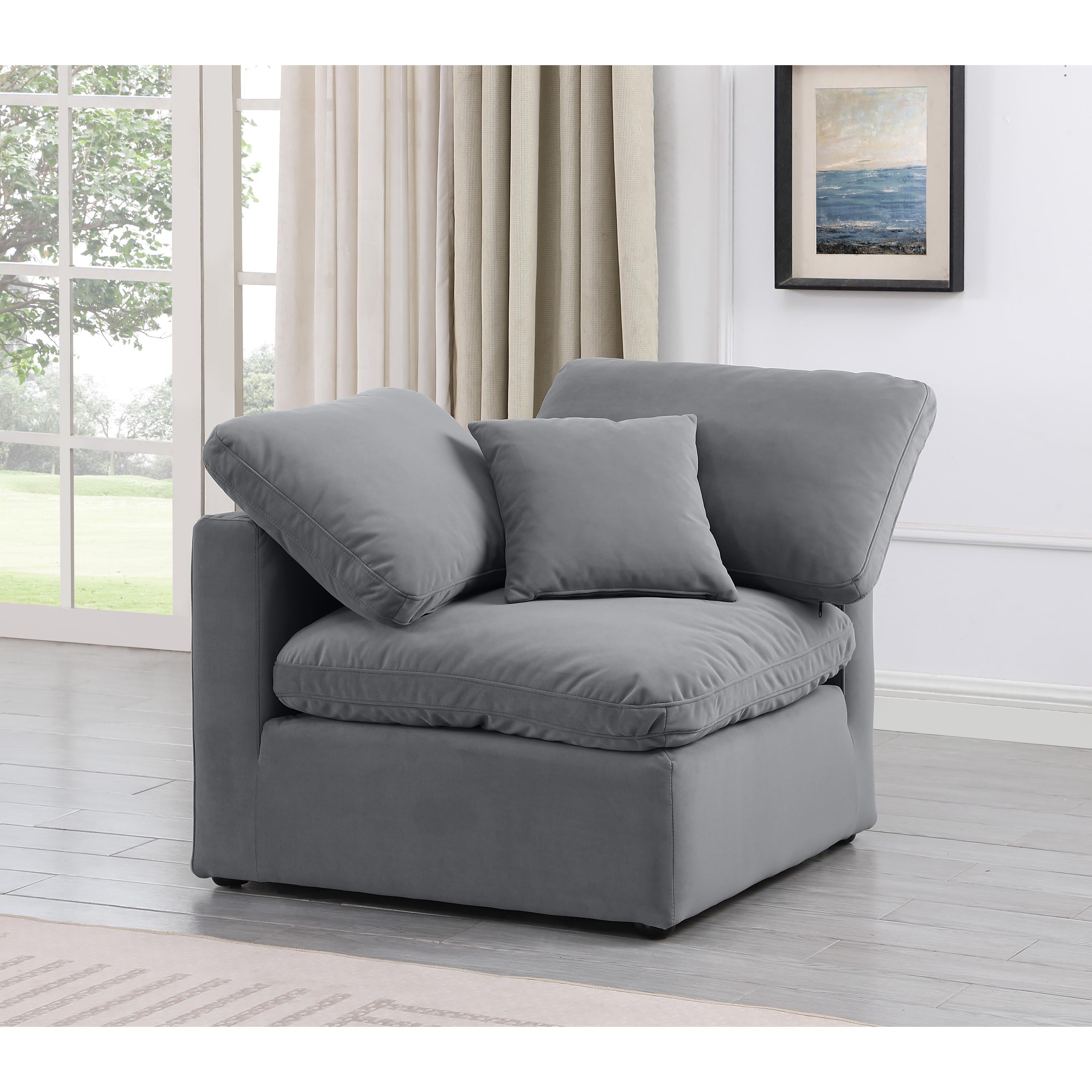 Meridian Indulge Grey Velvet Corner Chair