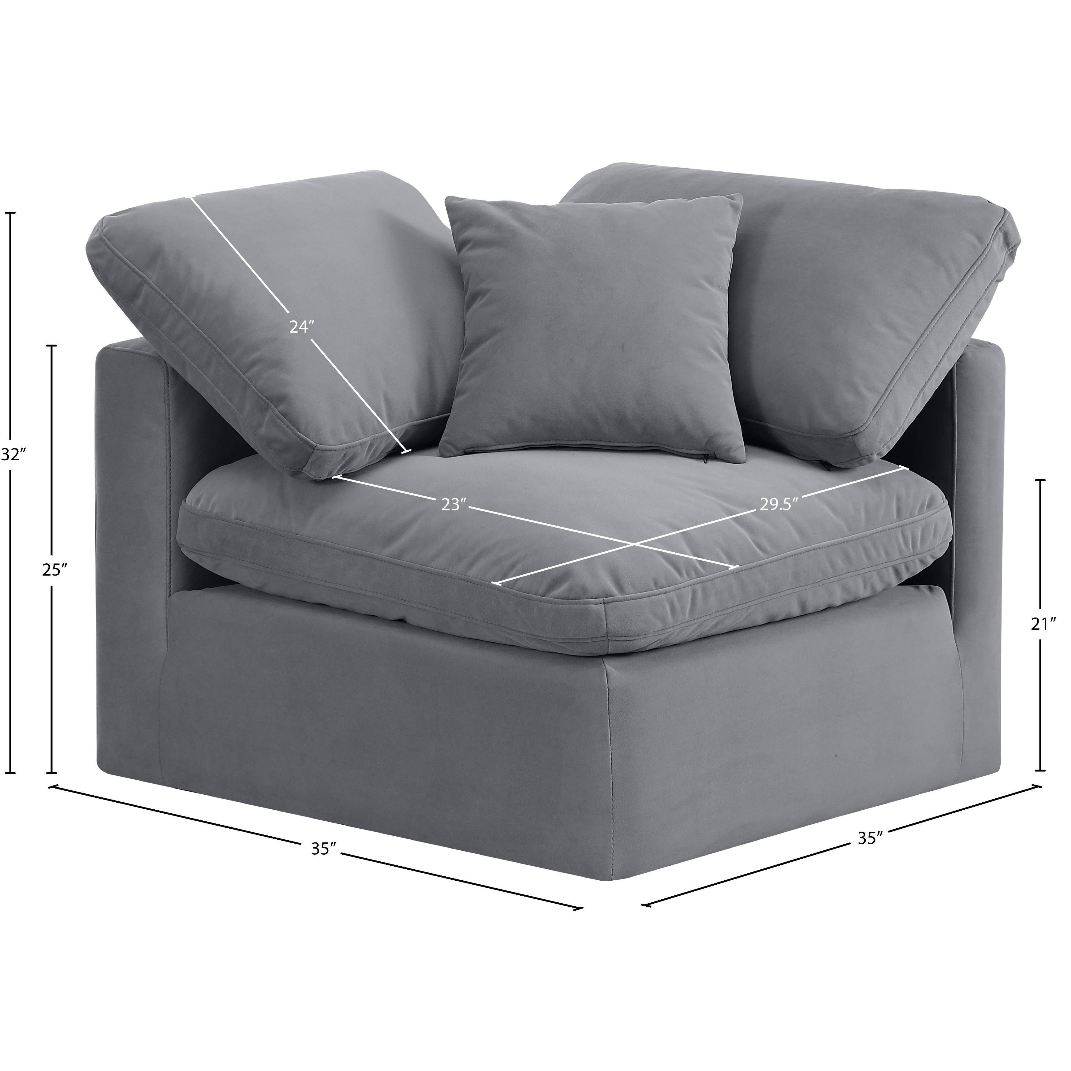 Meridian Indulge Grey Velvet Corner Chair
