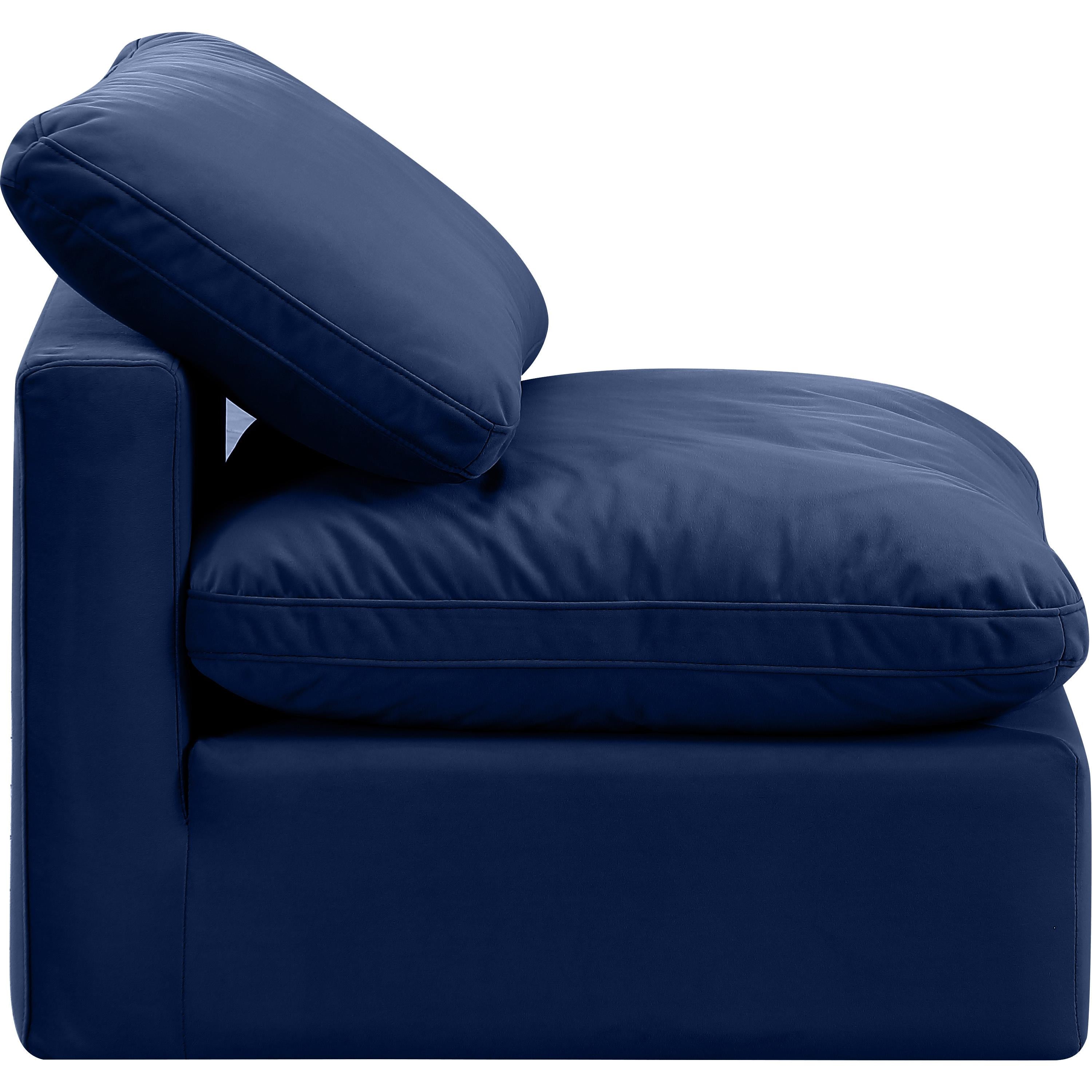 Meridian Indulge Navy Velvet Armless Chair