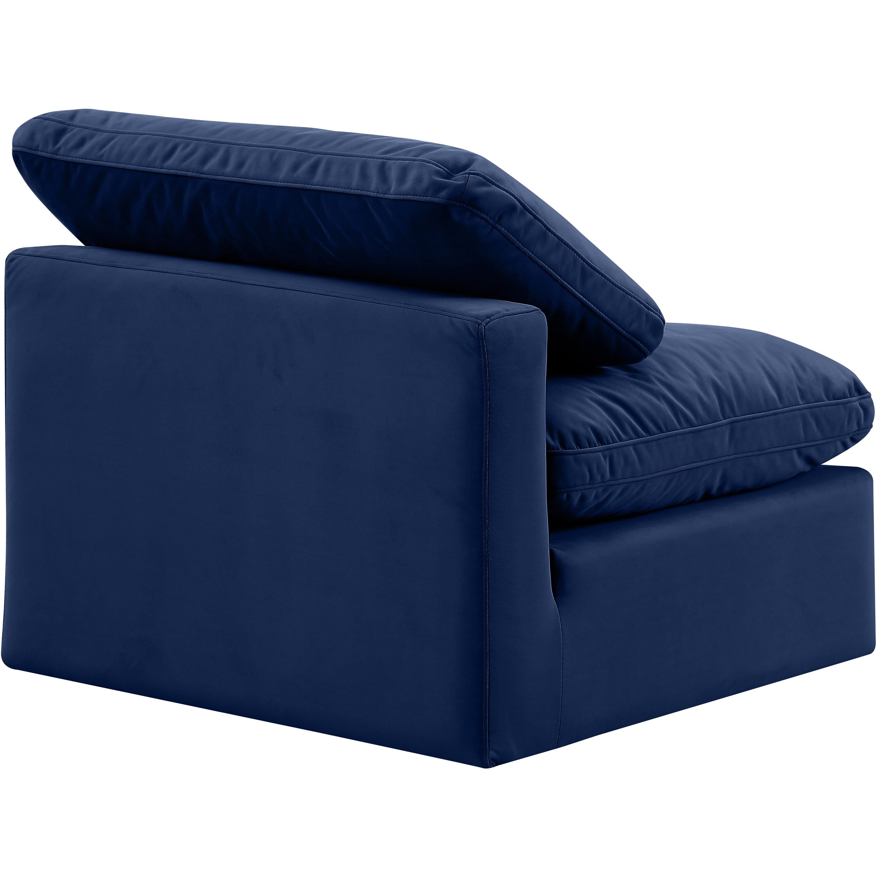 Meridian Indulge Navy Velvet Armless Chair