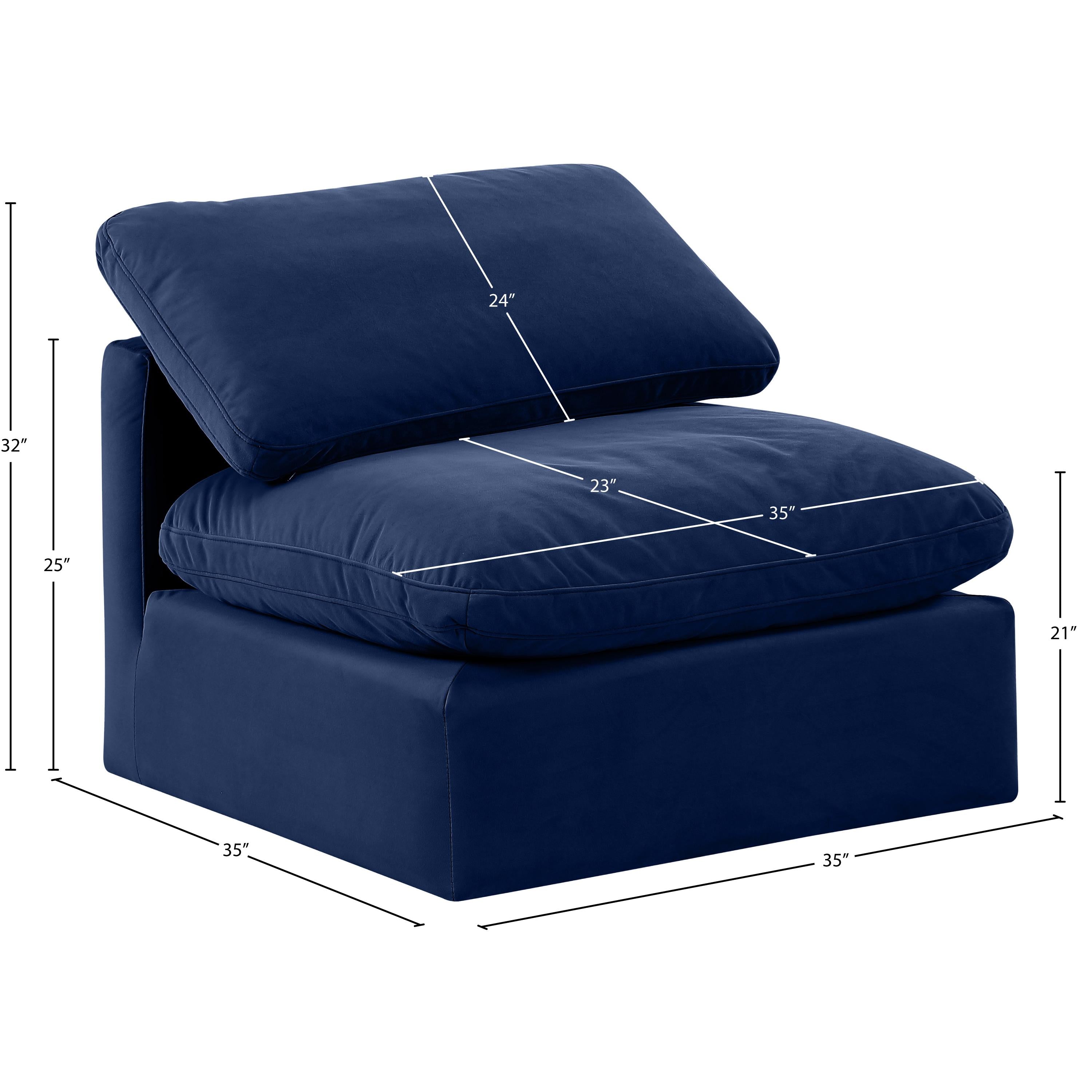 Meridian Indulge Navy Velvet Armless Chair