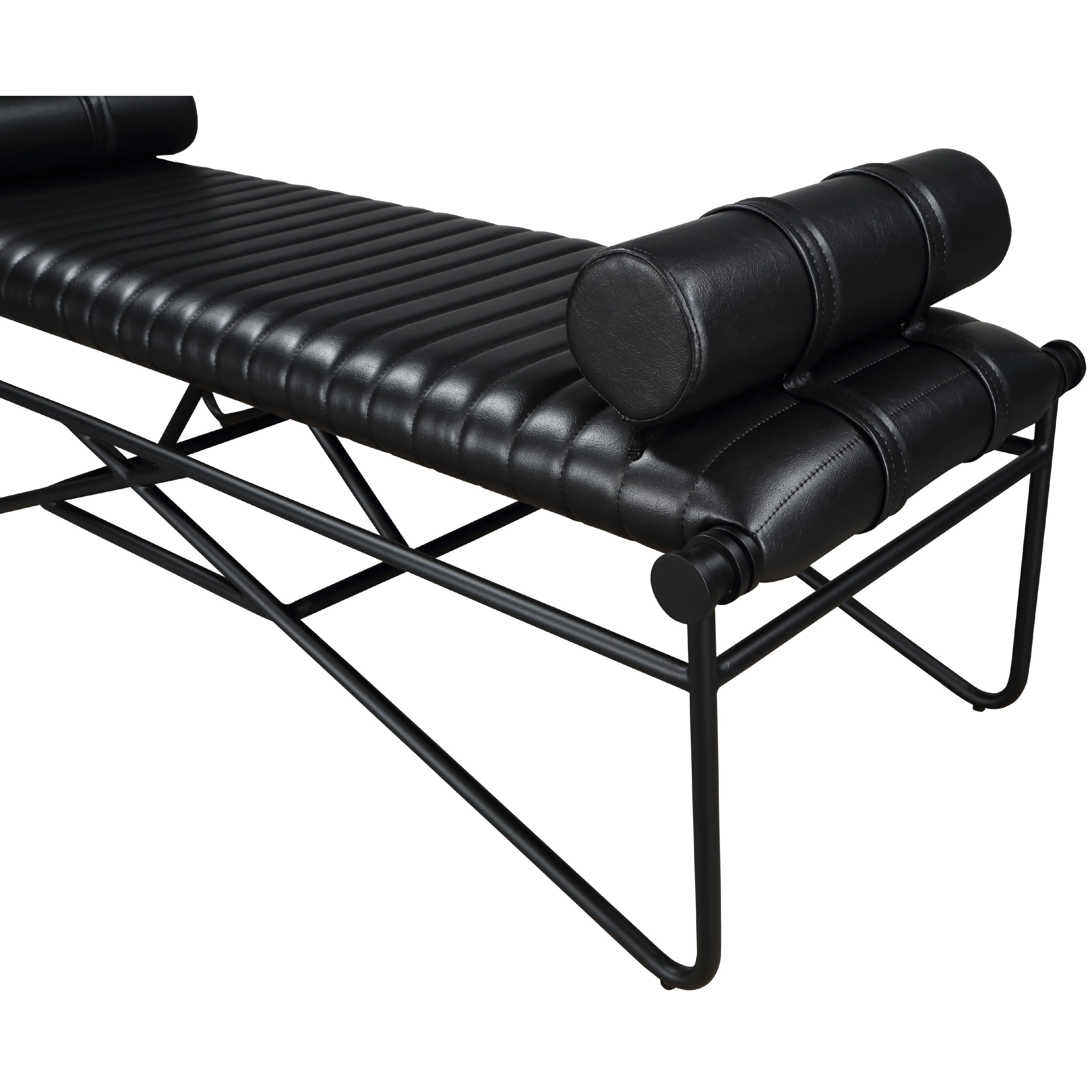 Meridian Gatsby Black Vegan Leather Bench