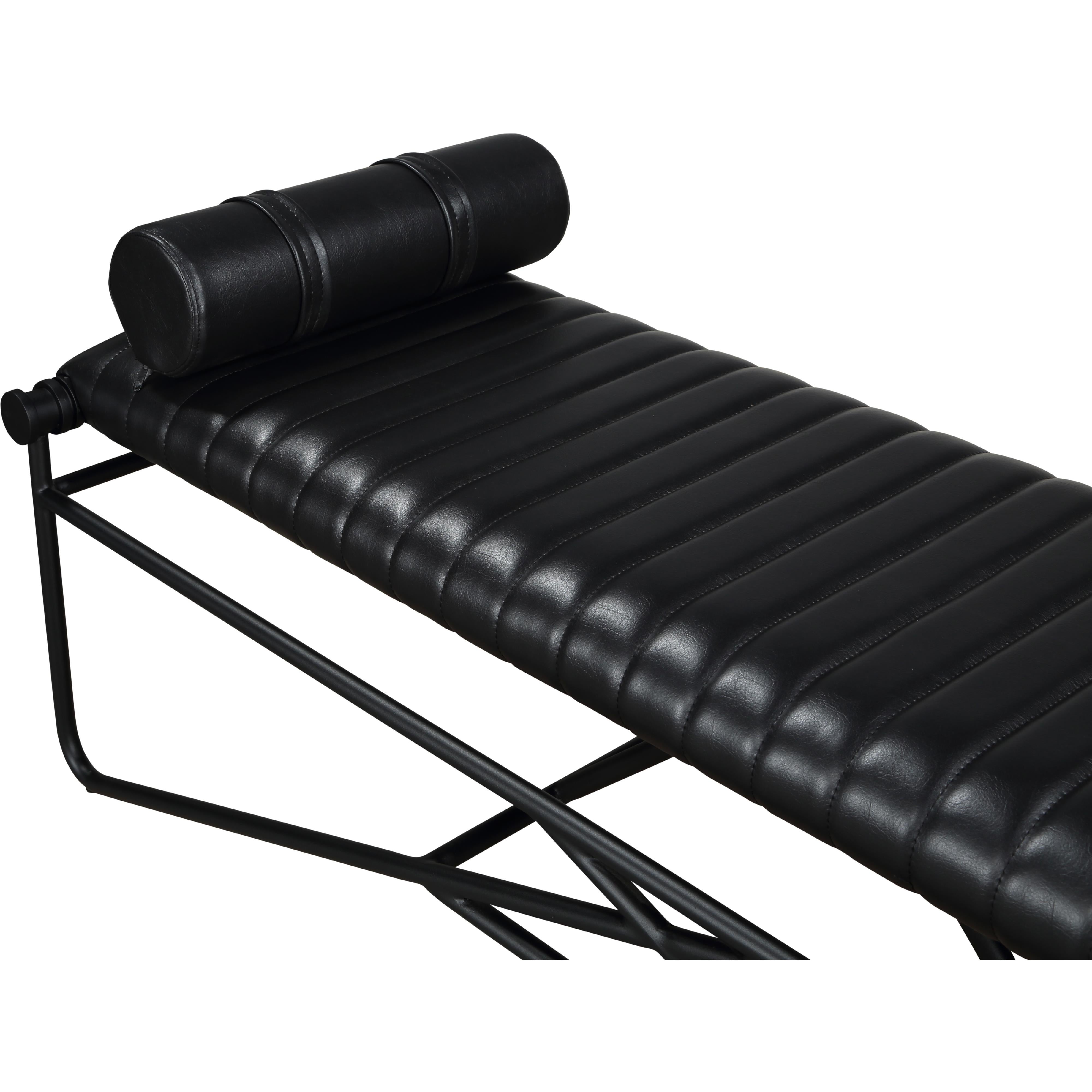 Meridian Gatsby Black Vegan Leather Bench