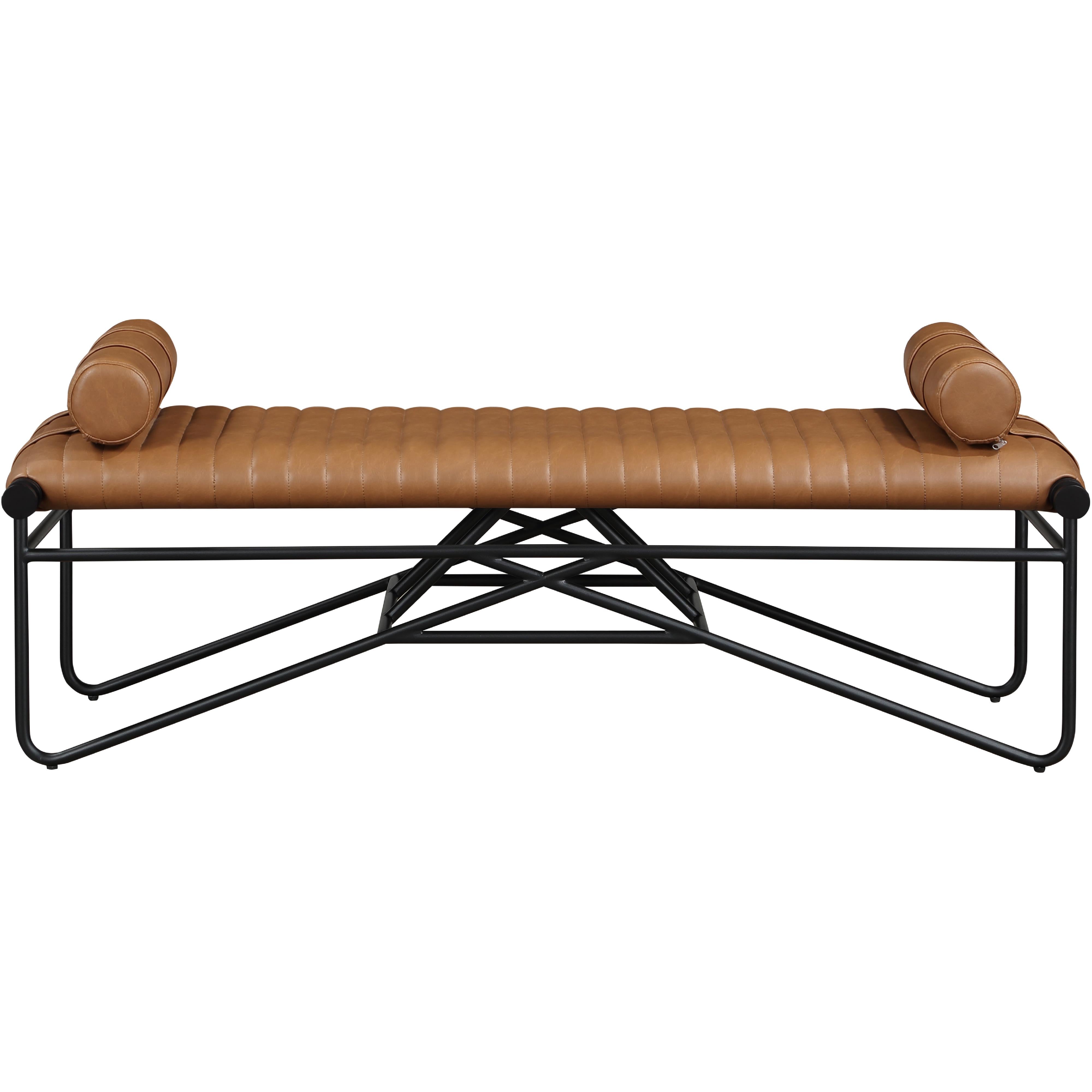 Meridian Gatsby Cognac Vegan Leather Bench