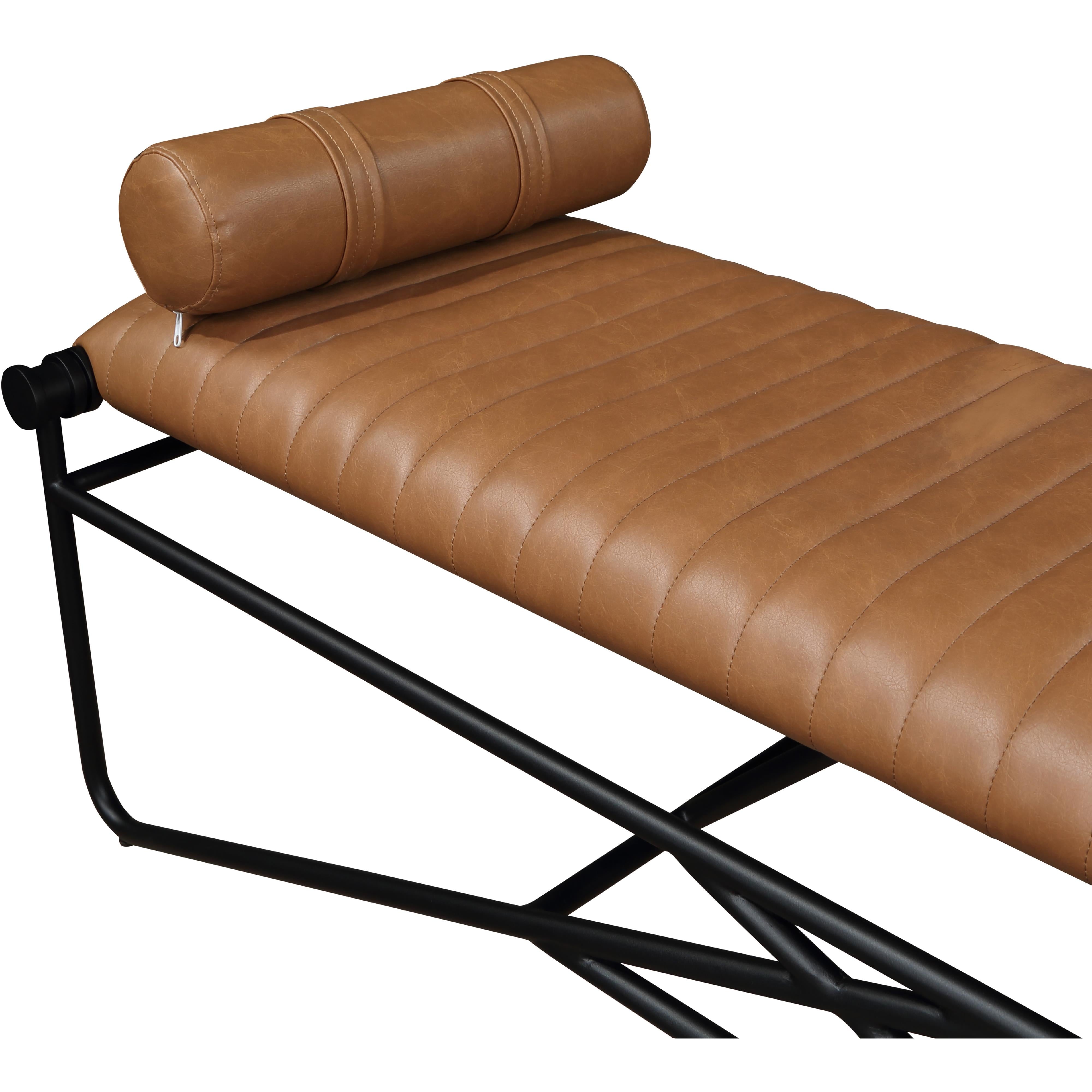 Meridian Gatsby Cognac Vegan Leather Bench
