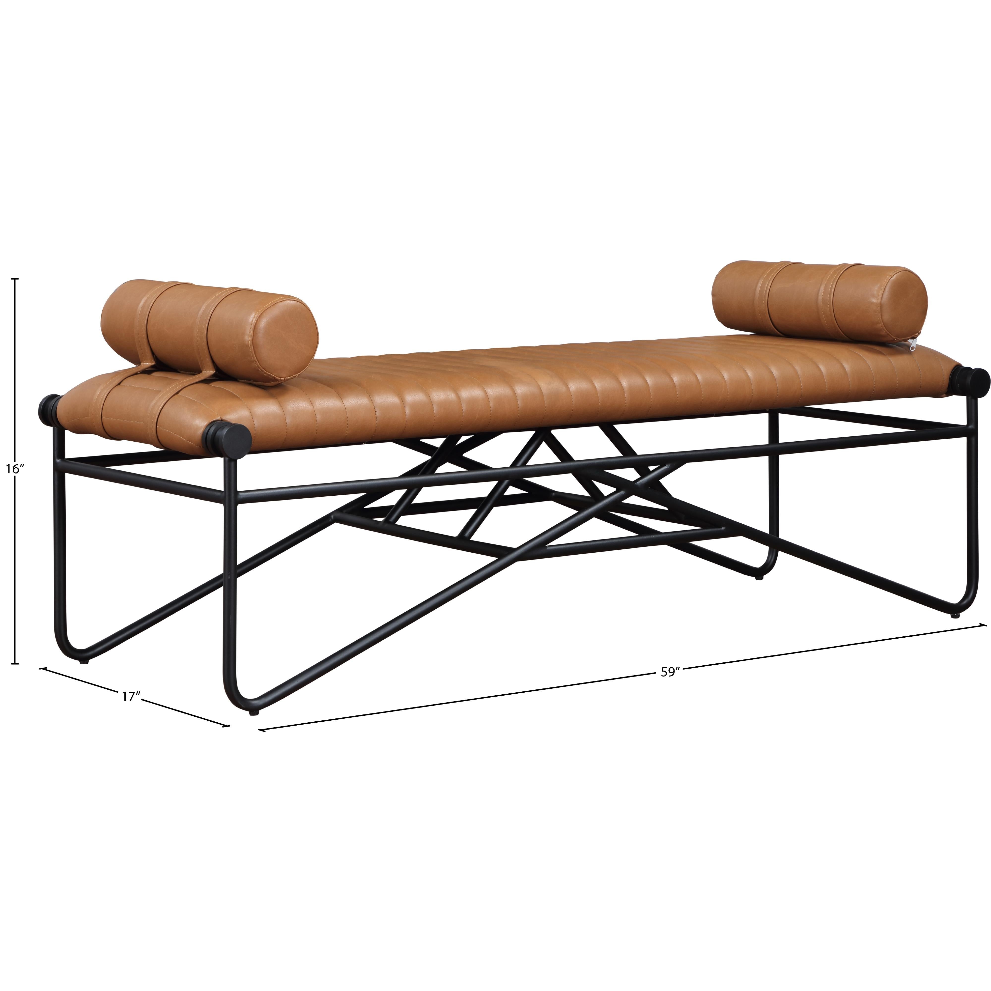 Meridian Gatsby Cognac Vegan Leather Bench