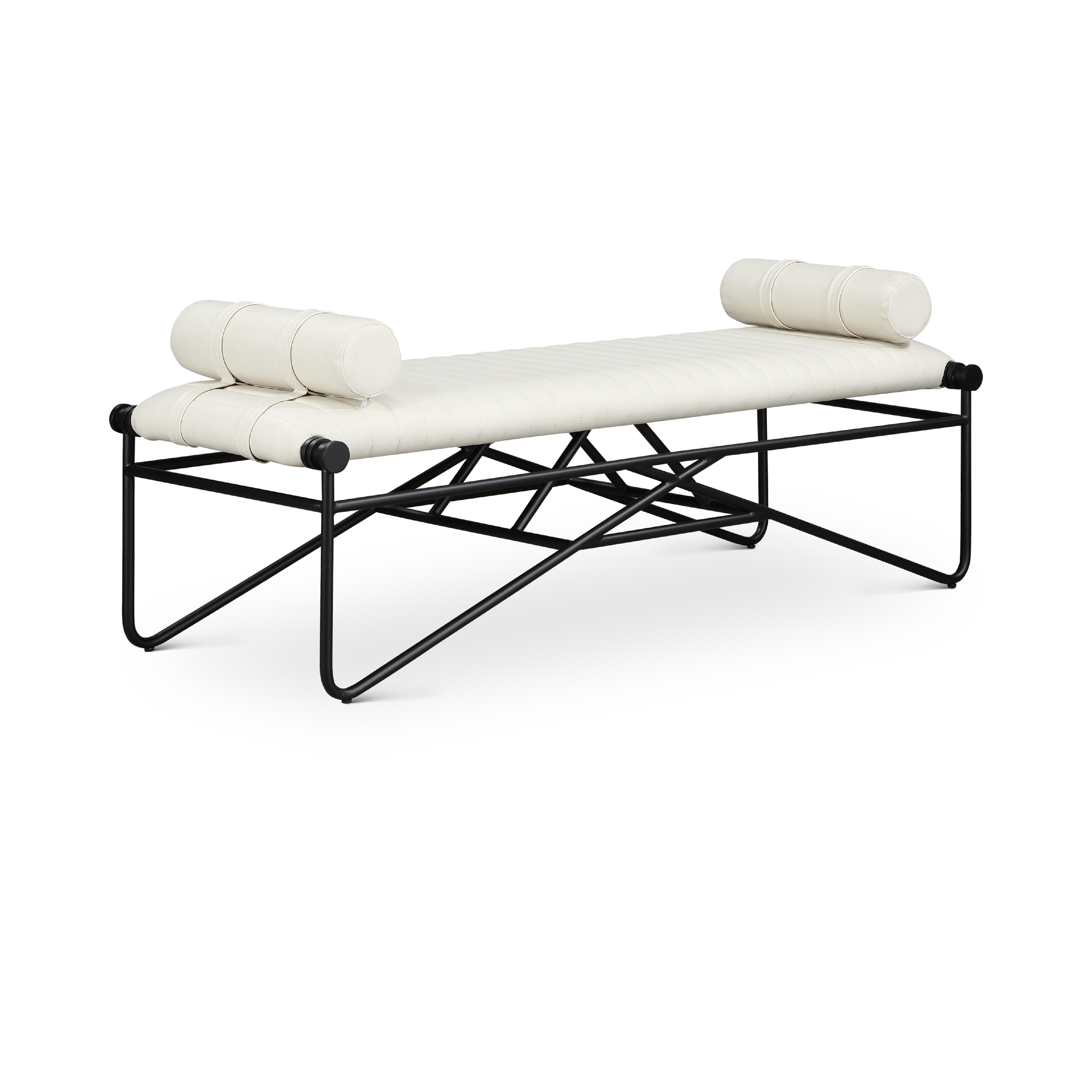 Meridian Gatsby Cream Vegan Leather Bench