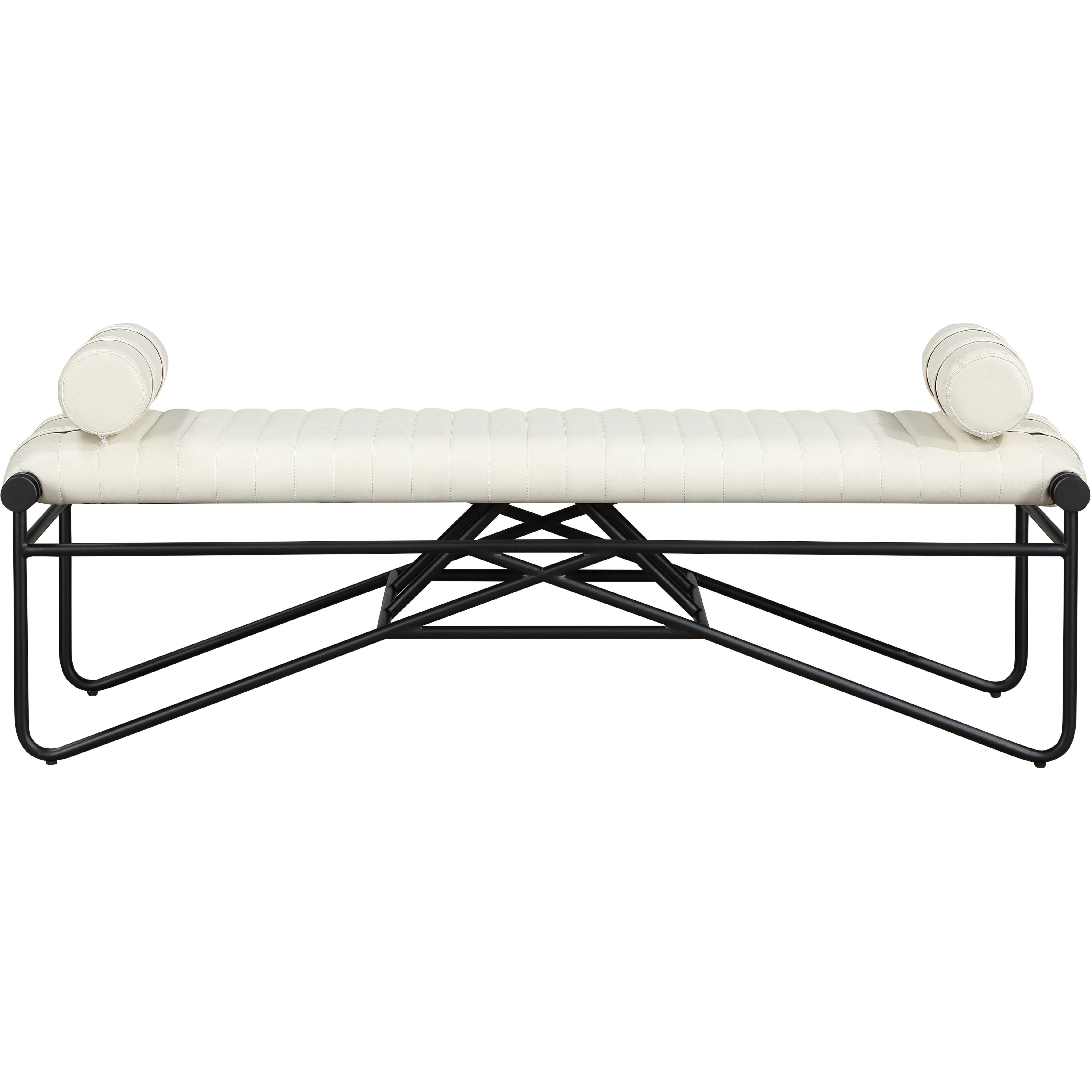 Meridian Gatsby Cream Vegan Leather Bench