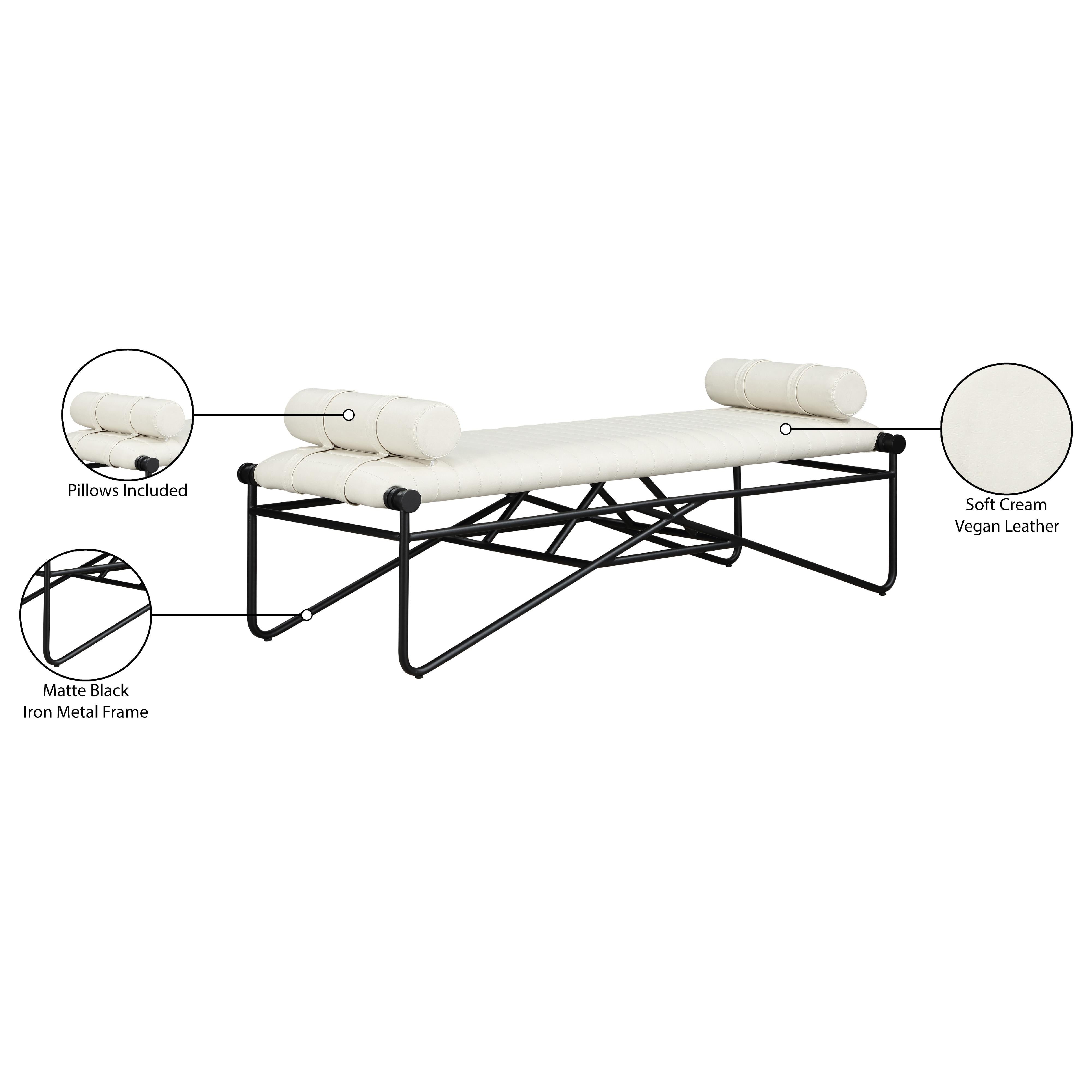 Meridian Gatsby Cream Vegan Leather Bench