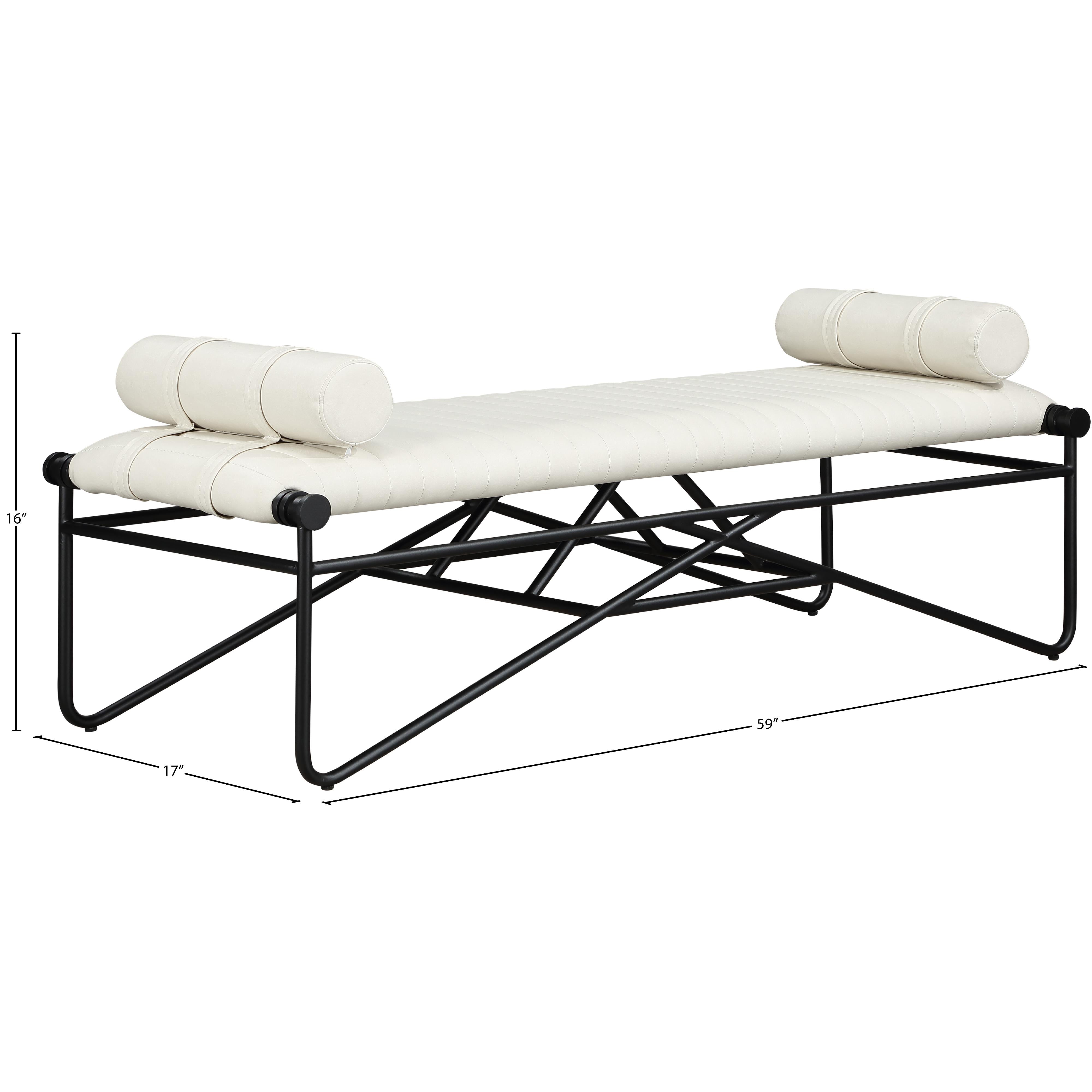 Meridian Gatsby Cream Vegan Leather Bench