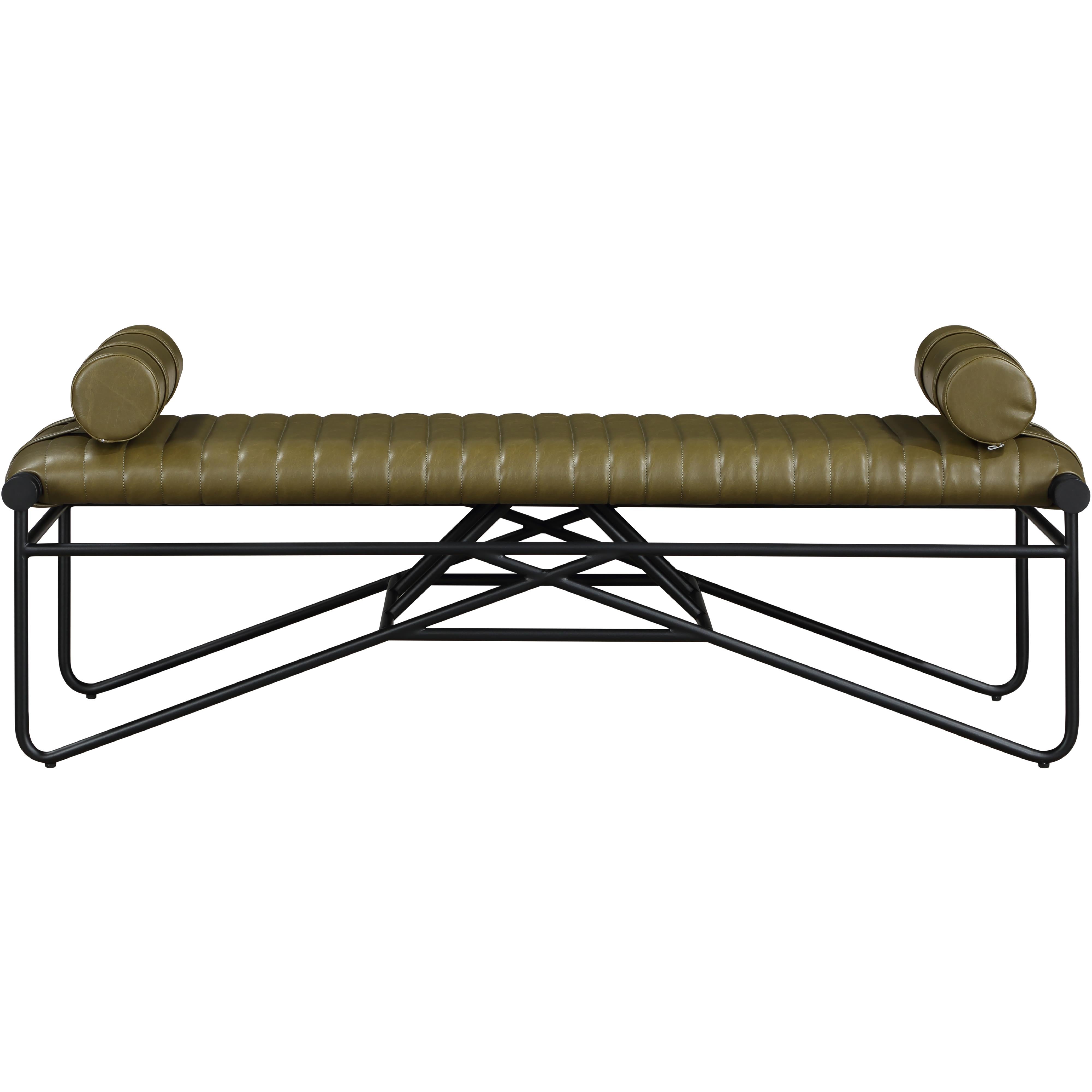 Meridian Gatsby Olive Vegan Leather Bench