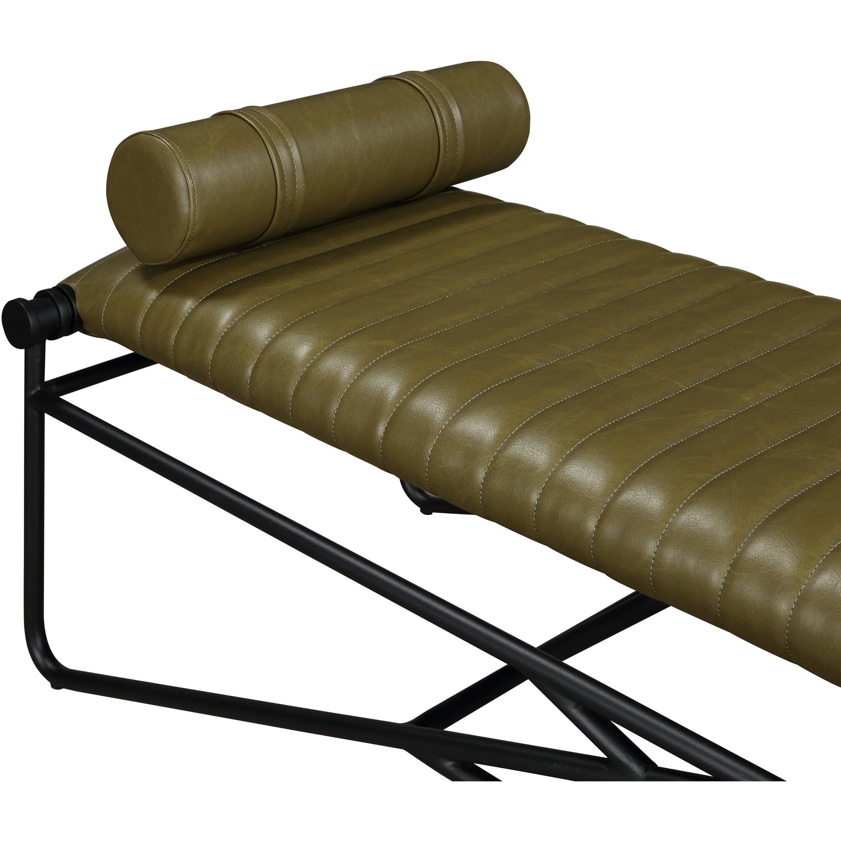 Meridian Gatsby Olive Vegan Leather Bench