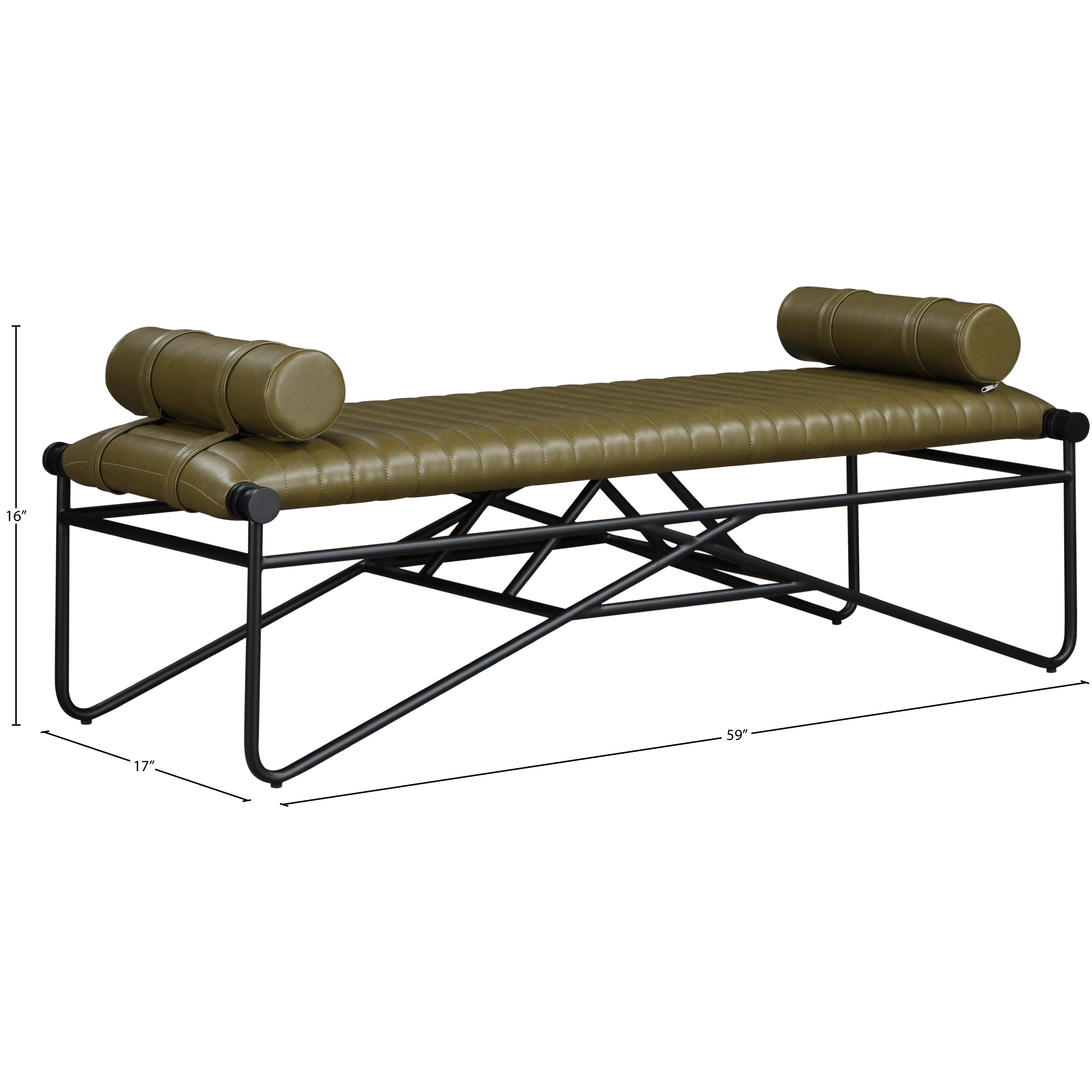 Meridian Gatsby Olive Vegan Leather Bench
