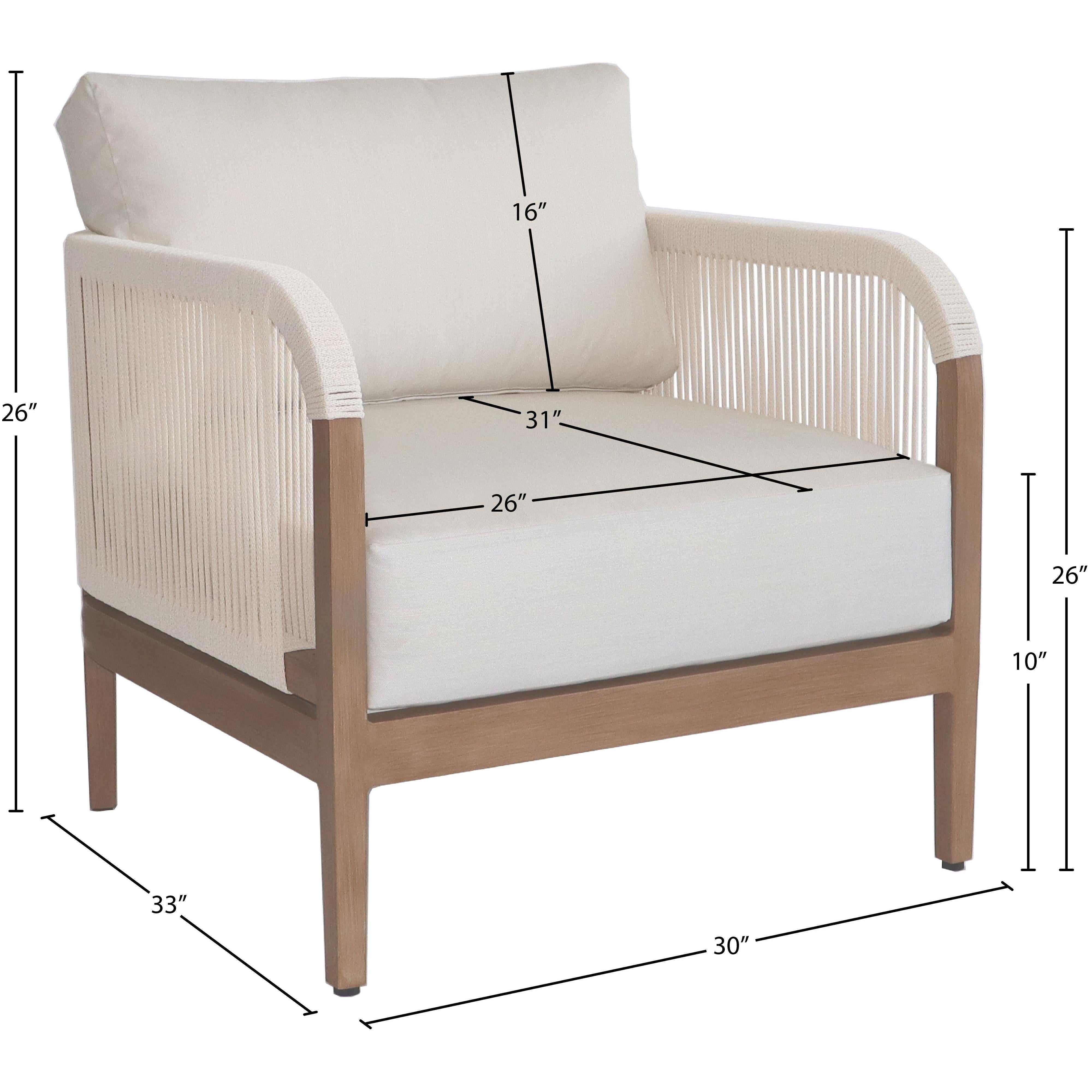 Meridian Maui Cream Water Resistant Fabric Outdoor Patio Chair