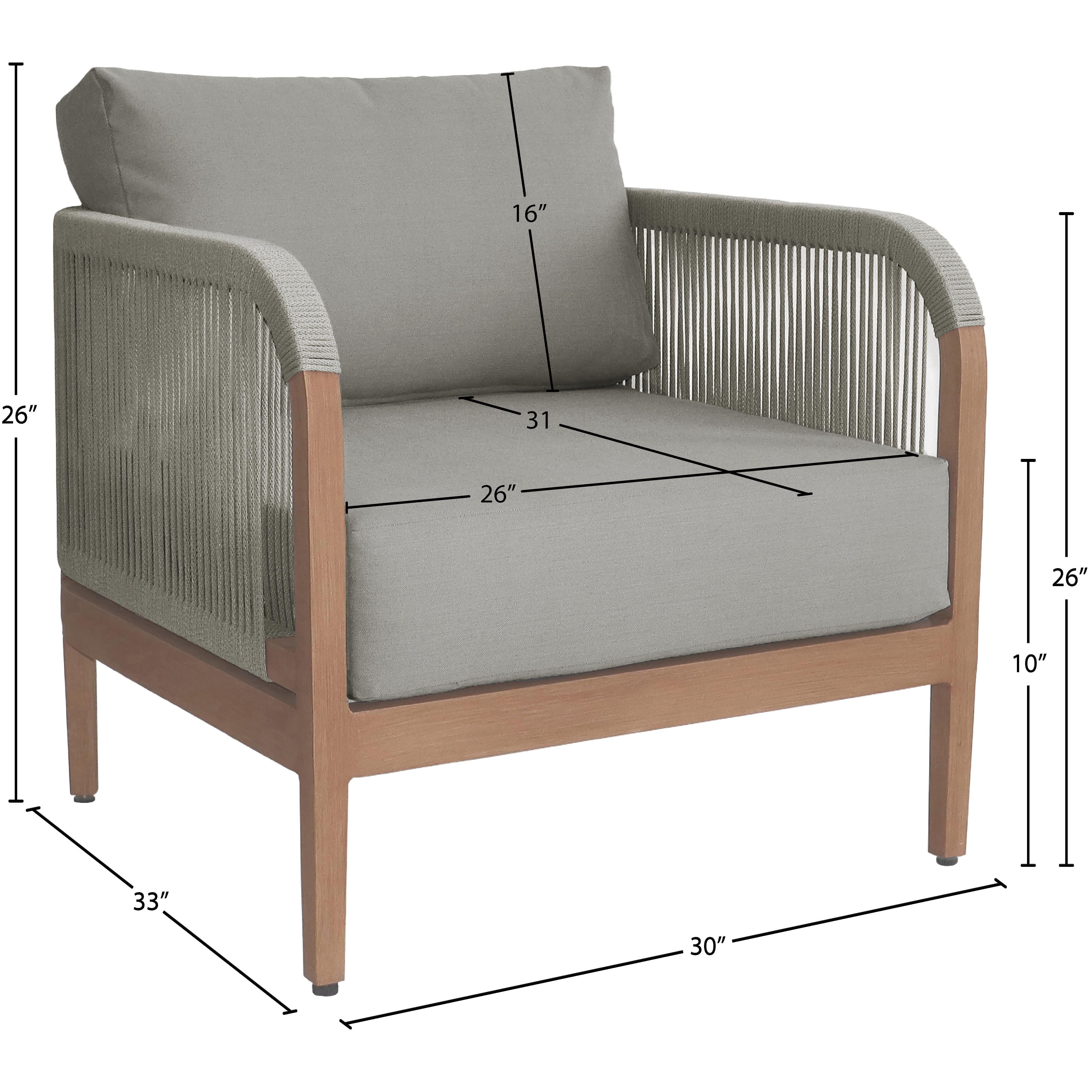 Meridian Maui Grey Water Resistant Fabric Outdoor Patio Chair