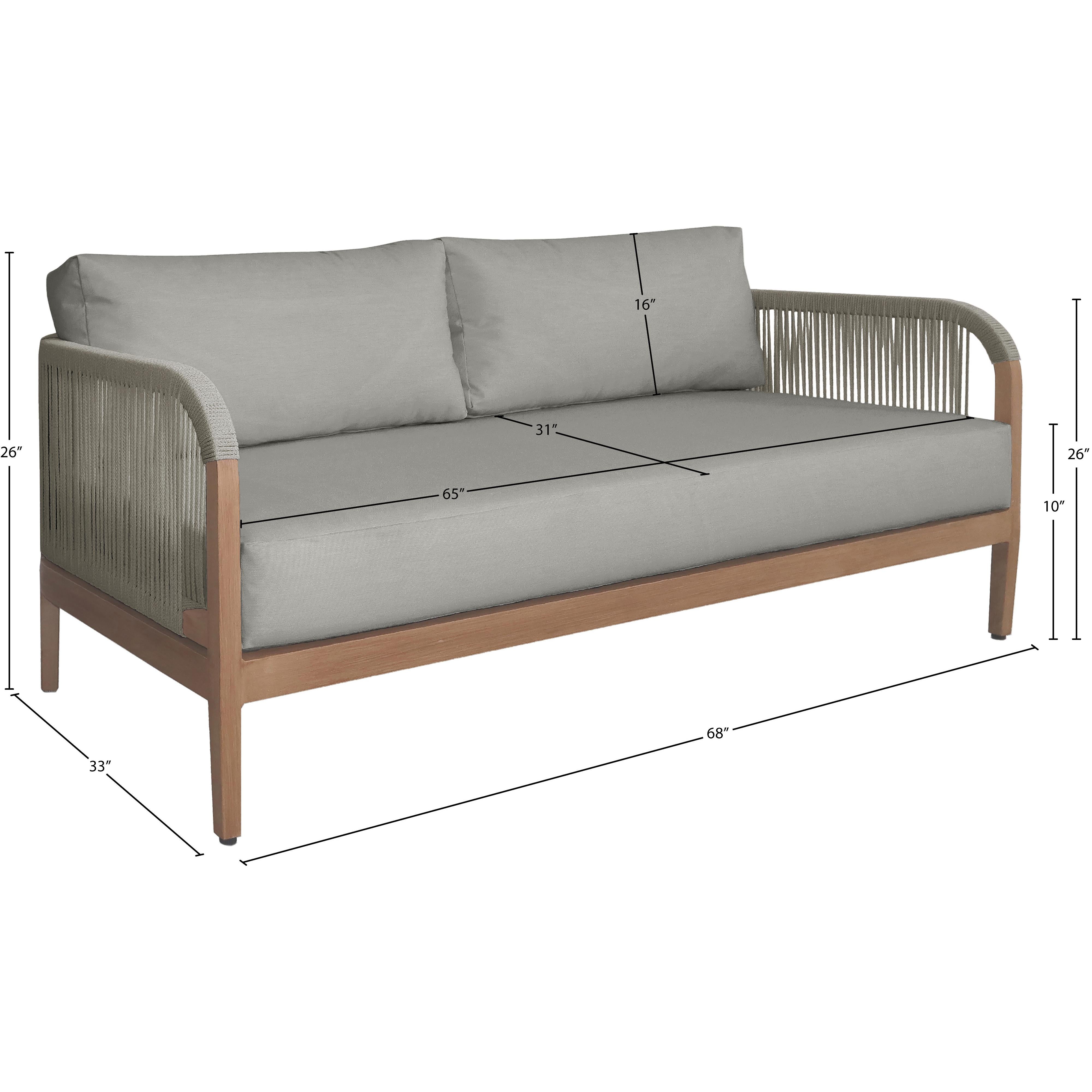 Meridian Maui Grey Water Resistant Fabric Outdoor Patio Loveseat
