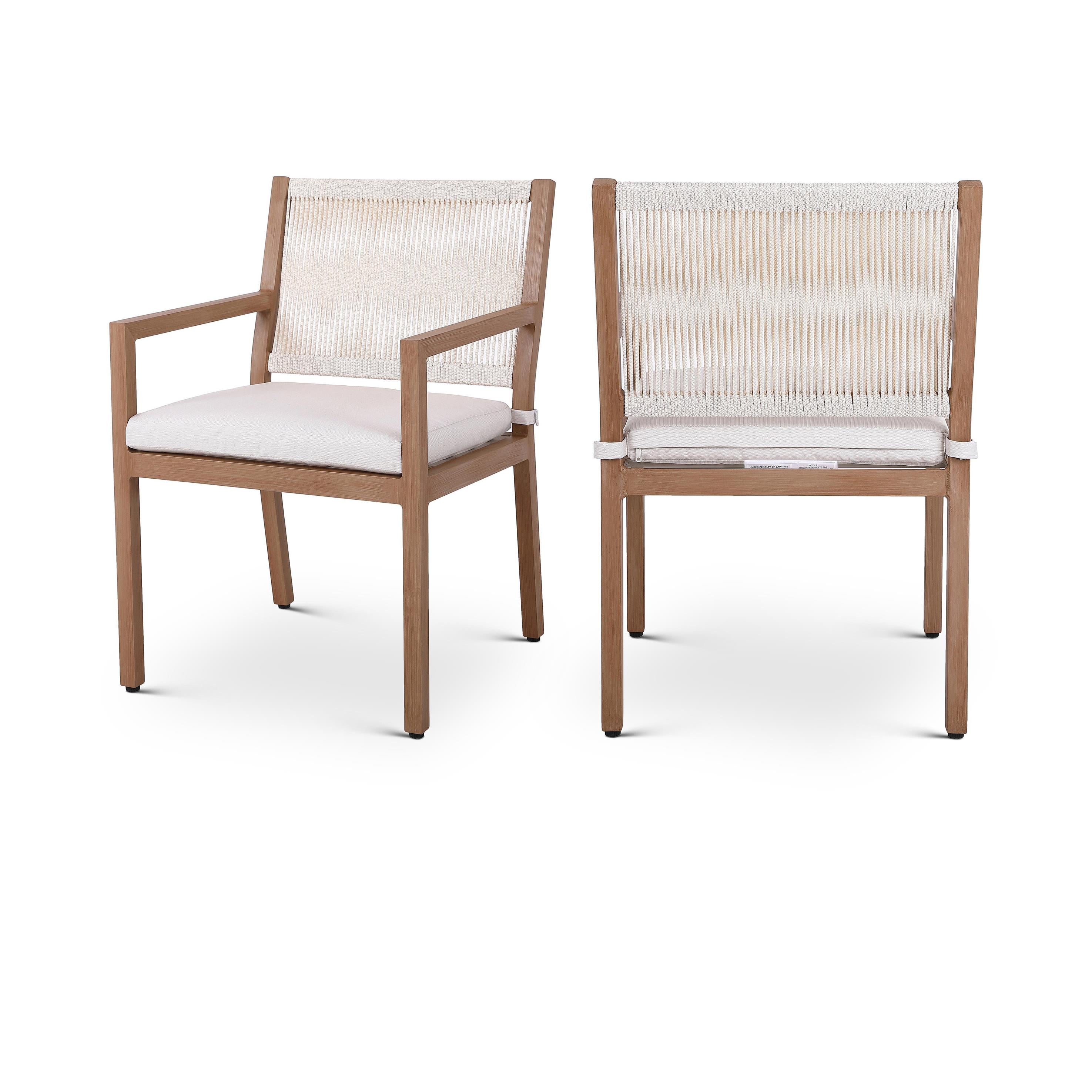 Meridian Maui Cream Water Resistant Fabric Outdoor Patio Dining Arm Chair