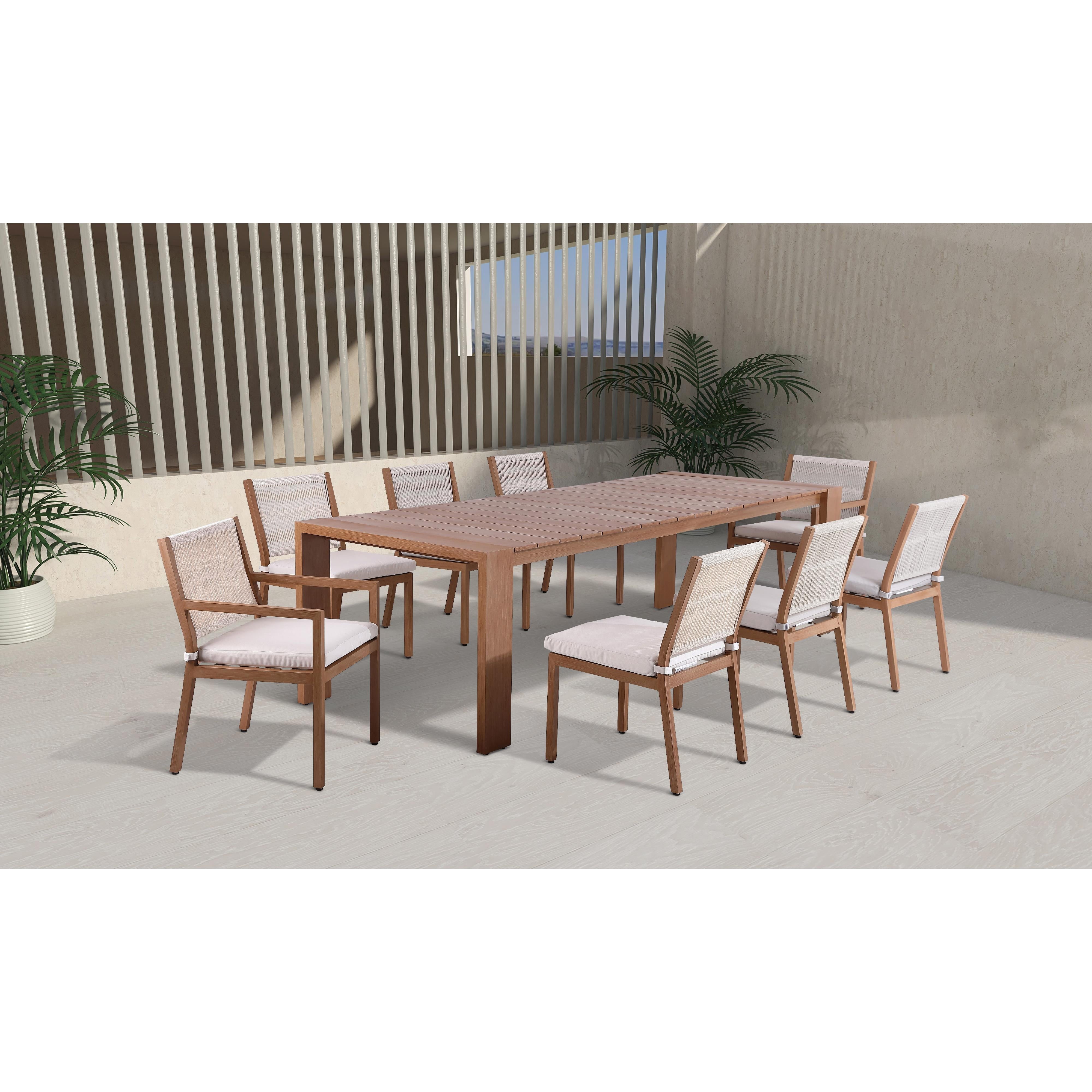 Meridian Maui Cream Water Resistant Fabric Outdoor Patio Dining Arm Chair