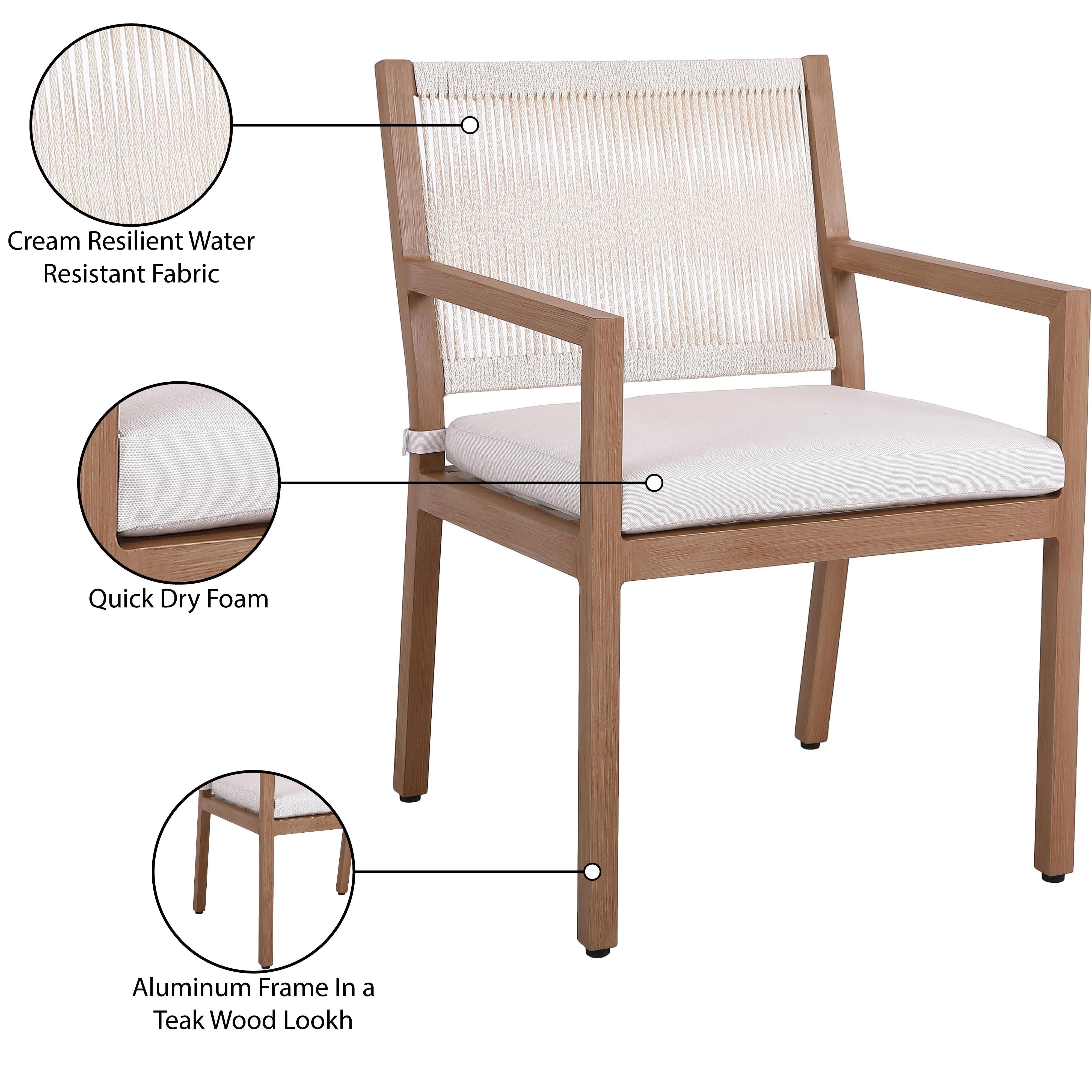 Meridian Maui Cream Water Resistant Fabric Outdoor Patio Dining Arm Chair