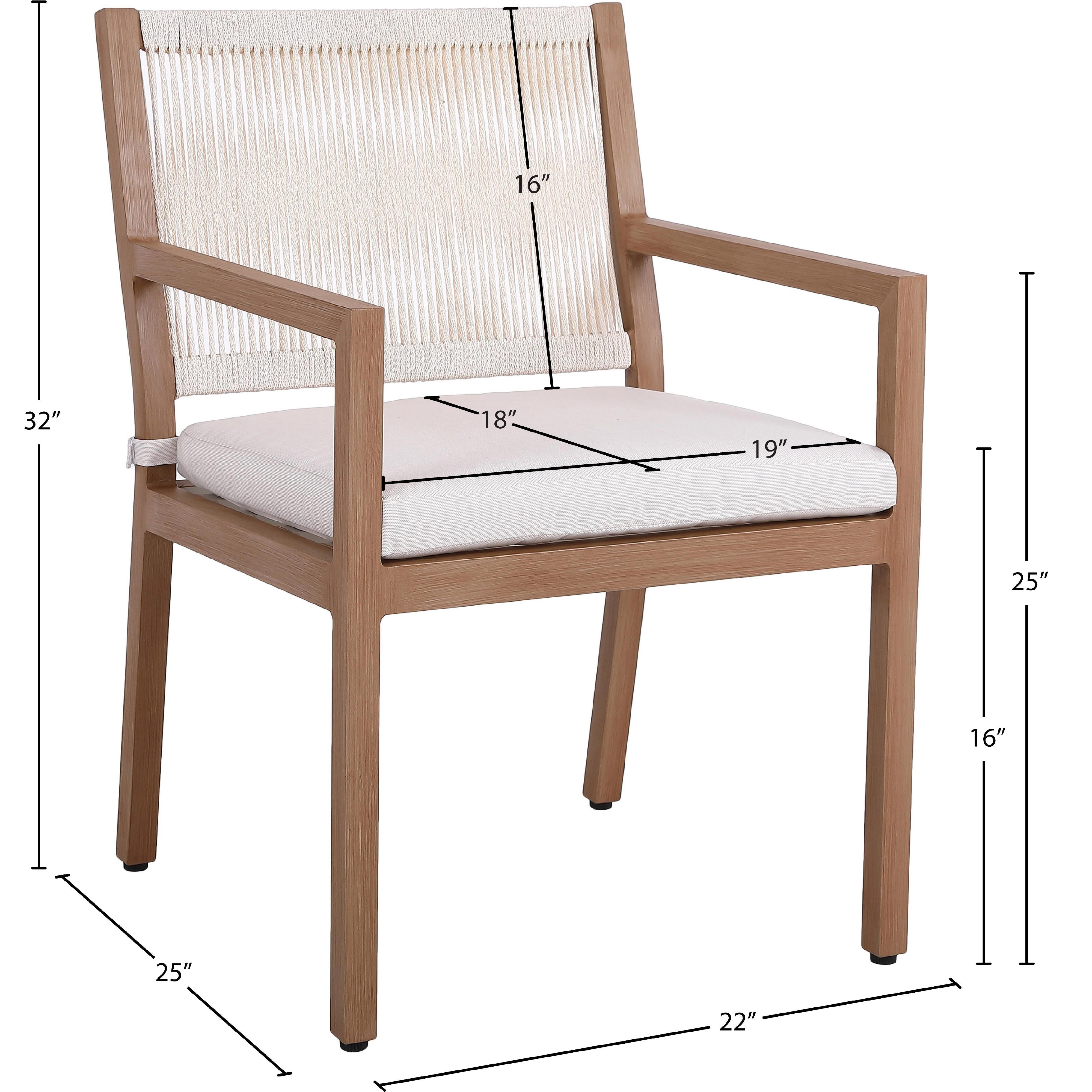 Meridian Maui Cream Water Resistant Fabric Outdoor Patio Dining Arm Chair