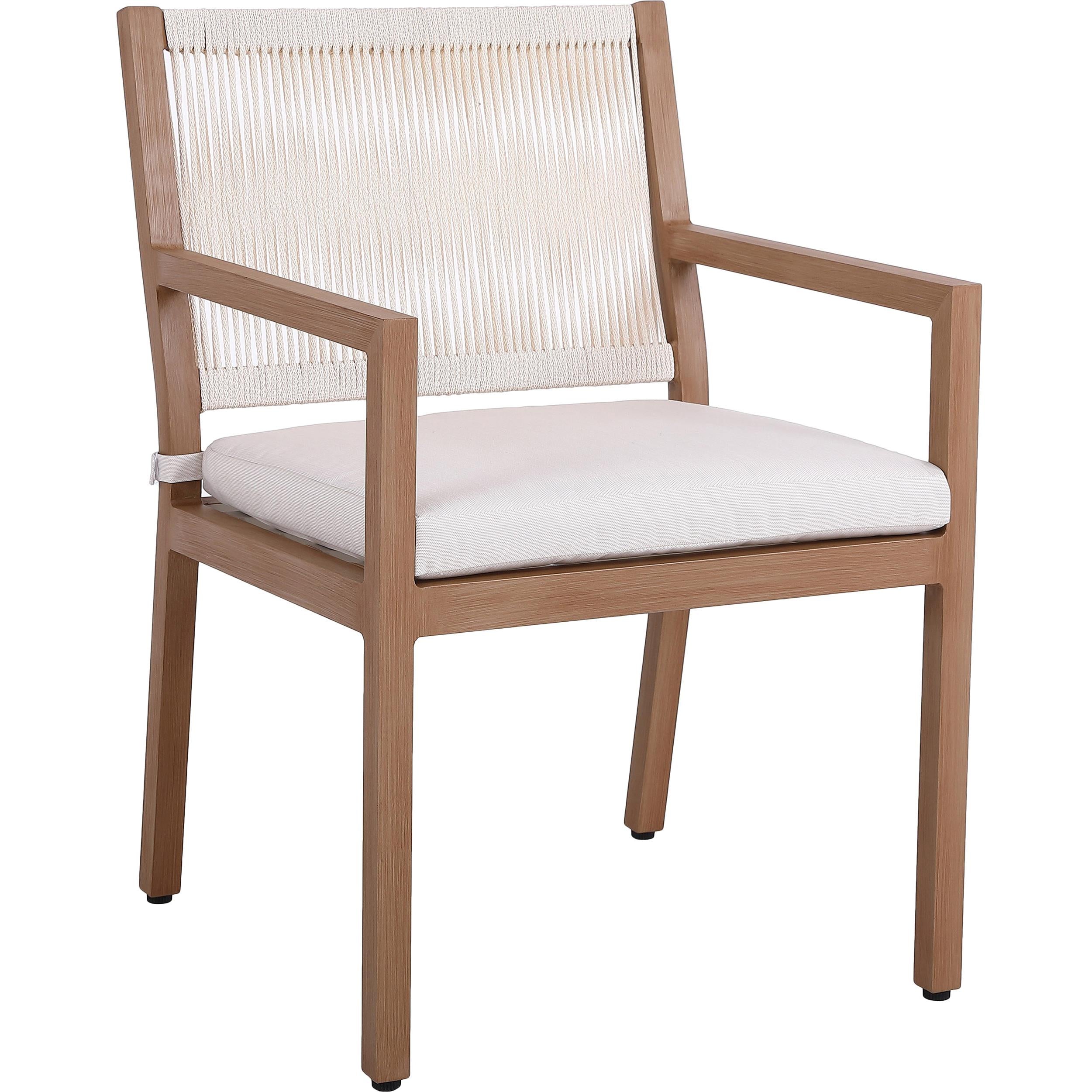 Meridian Maui Cream Water Resistant Fabric Outdoor Patio Dining Arm Chair