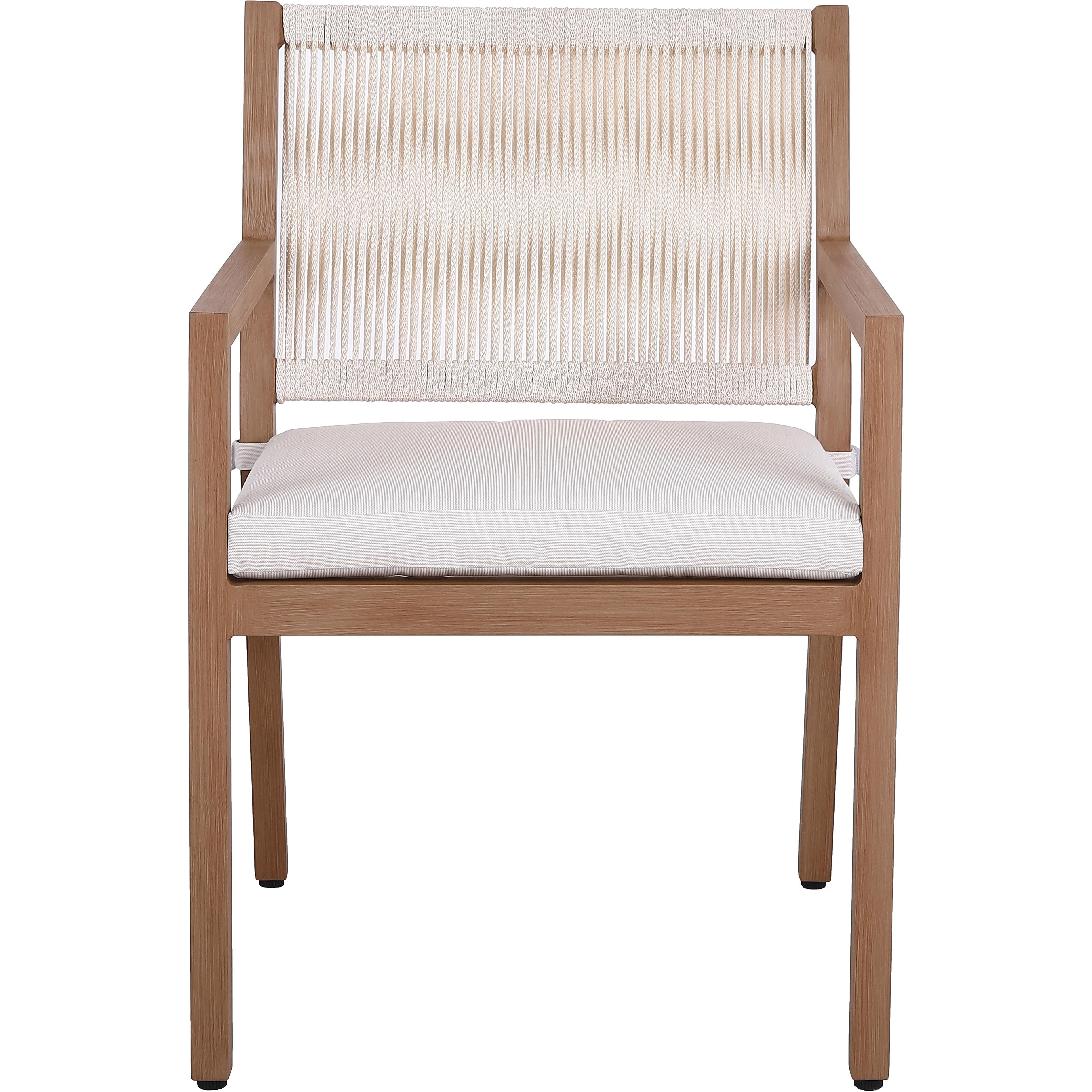 Meridian Maui Cream Water Resistant Fabric Outdoor Patio Dining Arm Chair