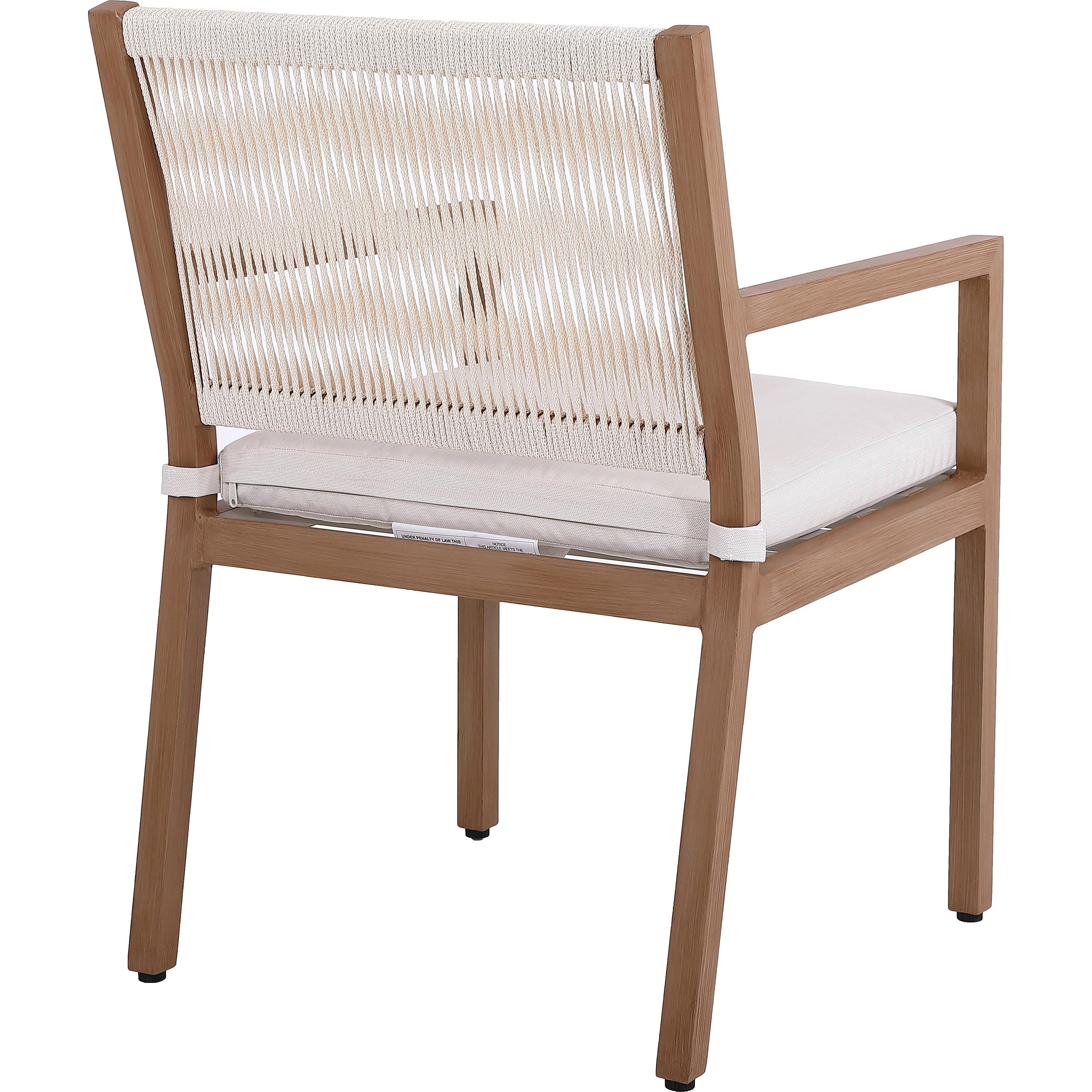 Meridian Maui Cream Water Resistant Fabric Outdoor Patio Dining Arm Chair