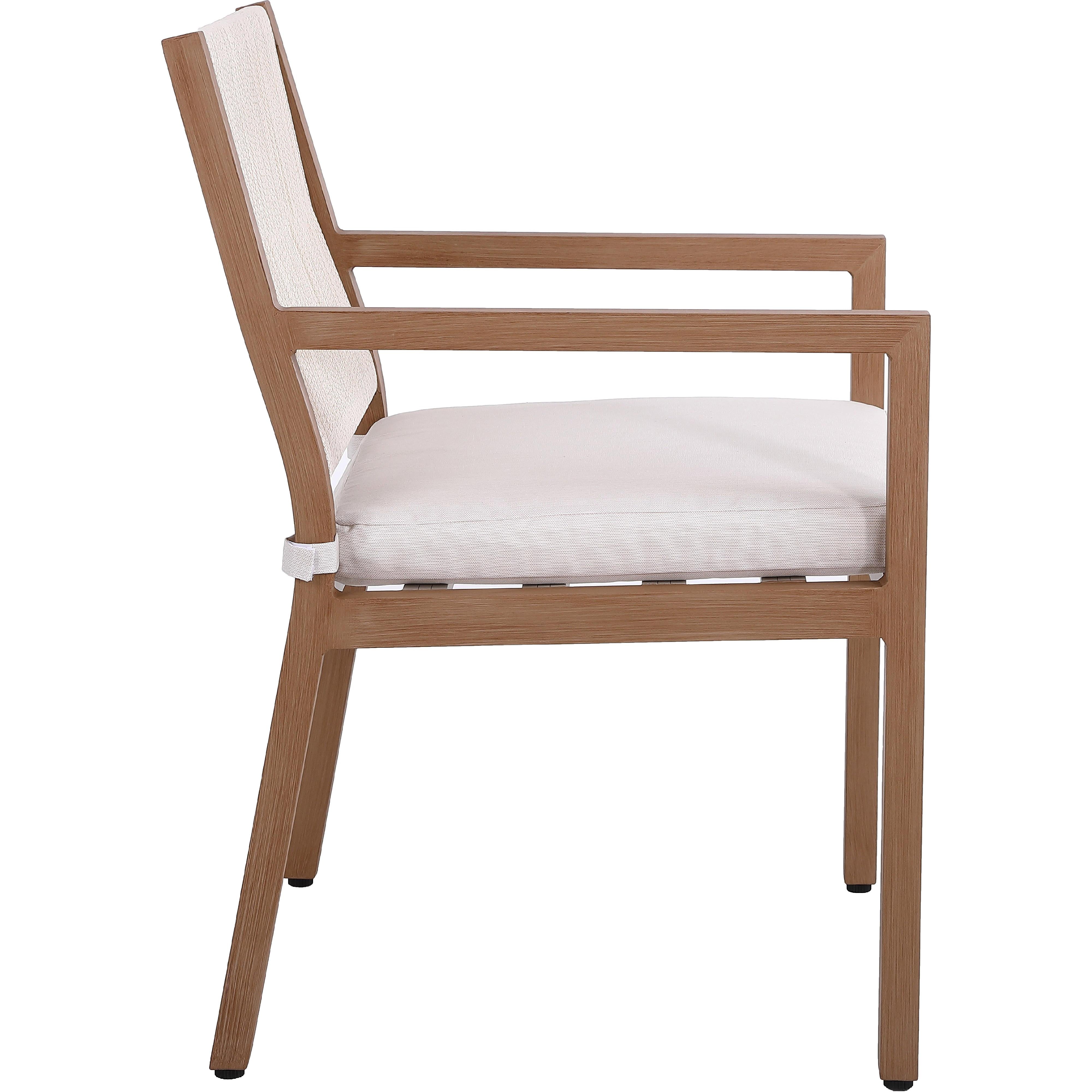 Meridian Maui Cream Water Resistant Fabric Outdoor Patio Dining Arm Chair