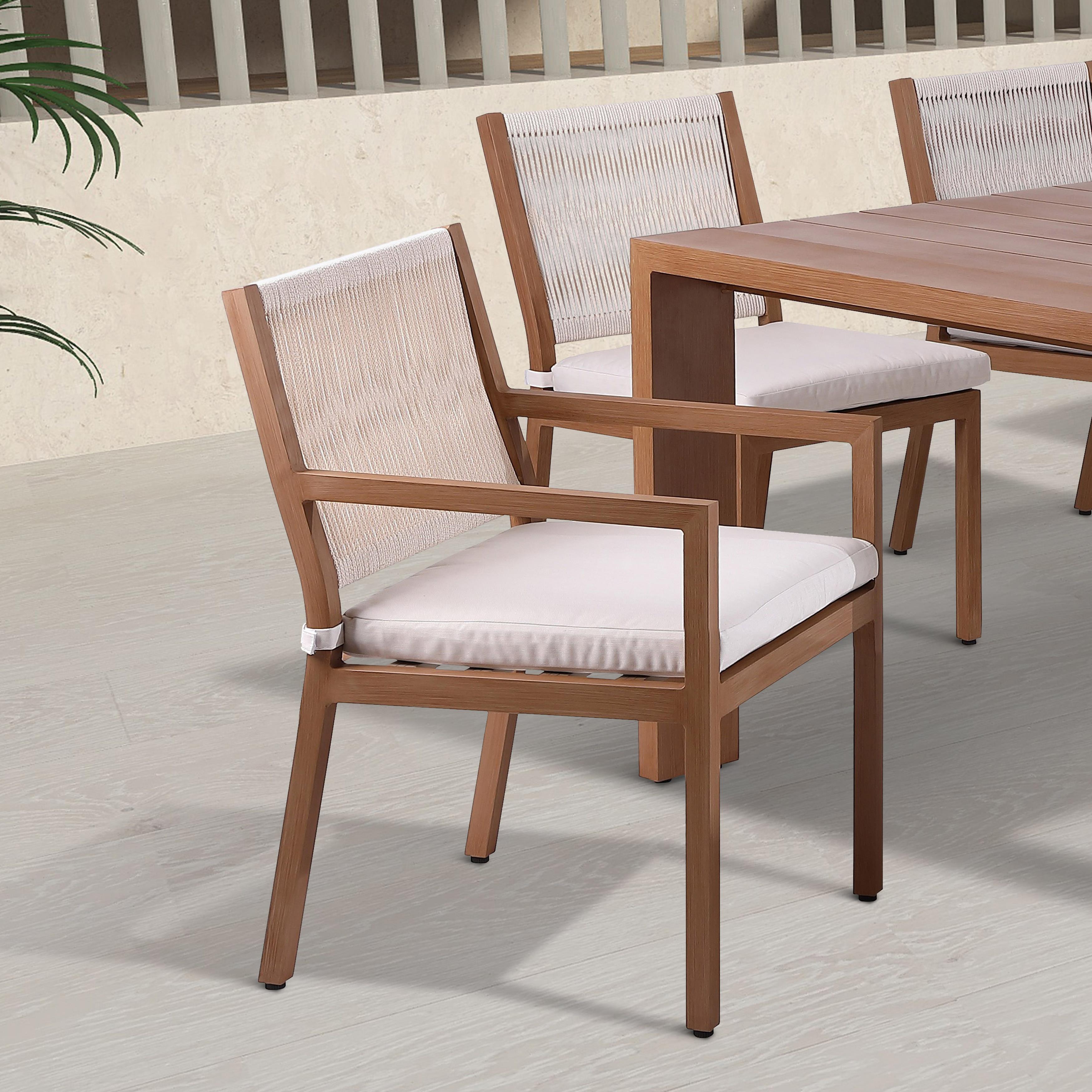 Meridian Maui Cream Water Resistant Fabric Outdoor Patio Dining Arm Chair