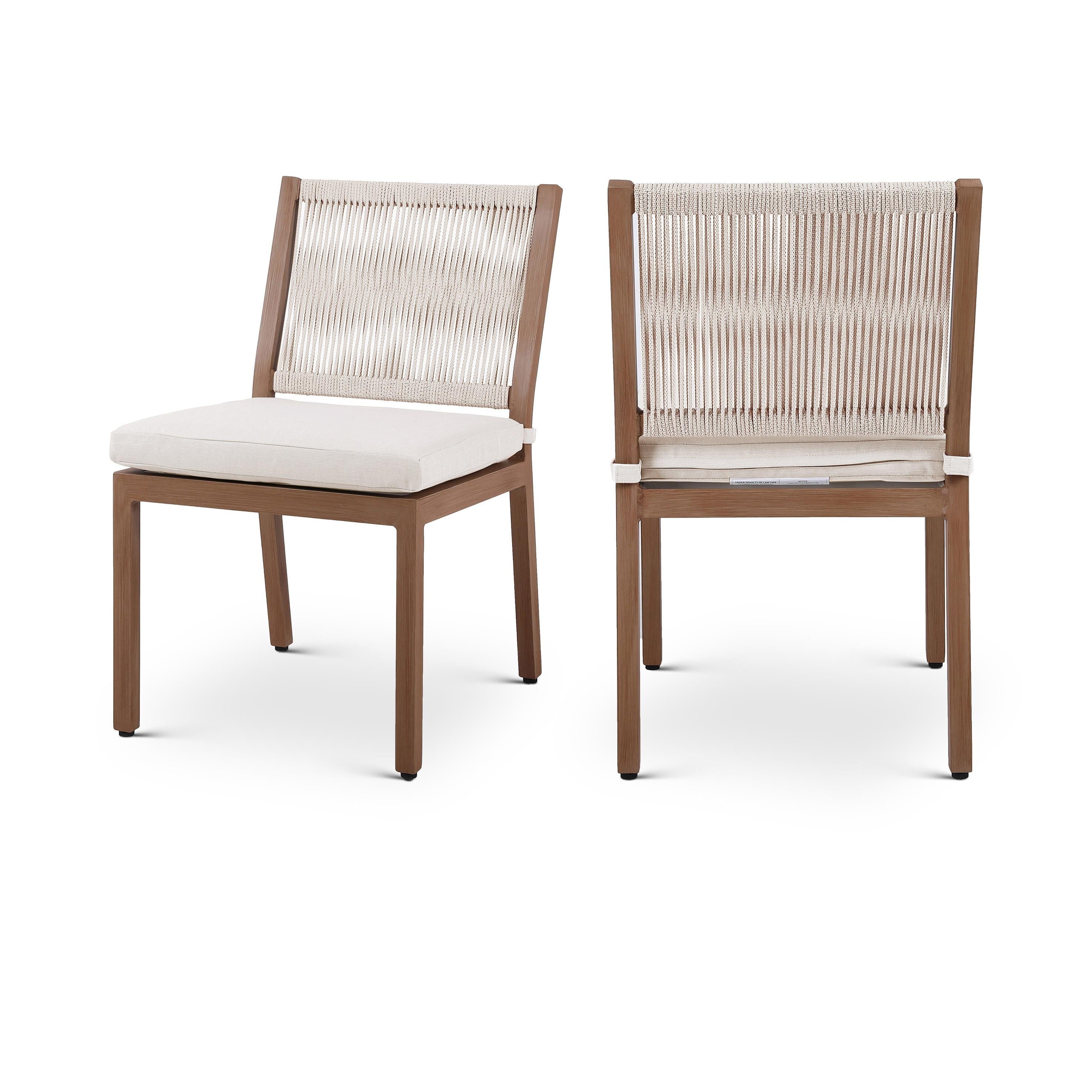 Meridian Maui Cream Water Resistant Fabric Outdoor Patio Dining Side Chair