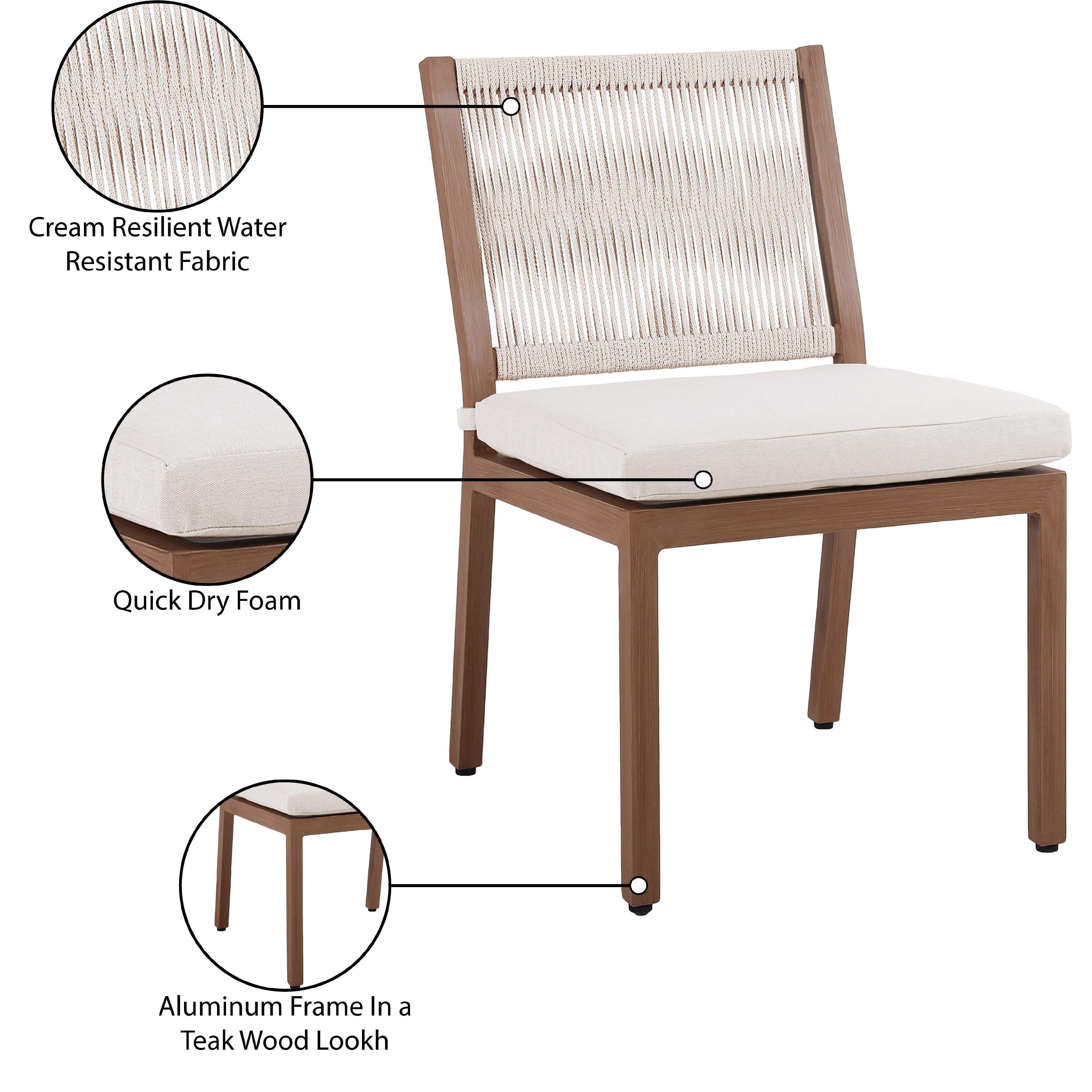 Meridian Maui Cream Water Resistant Fabric Outdoor Patio Dining Side Chair