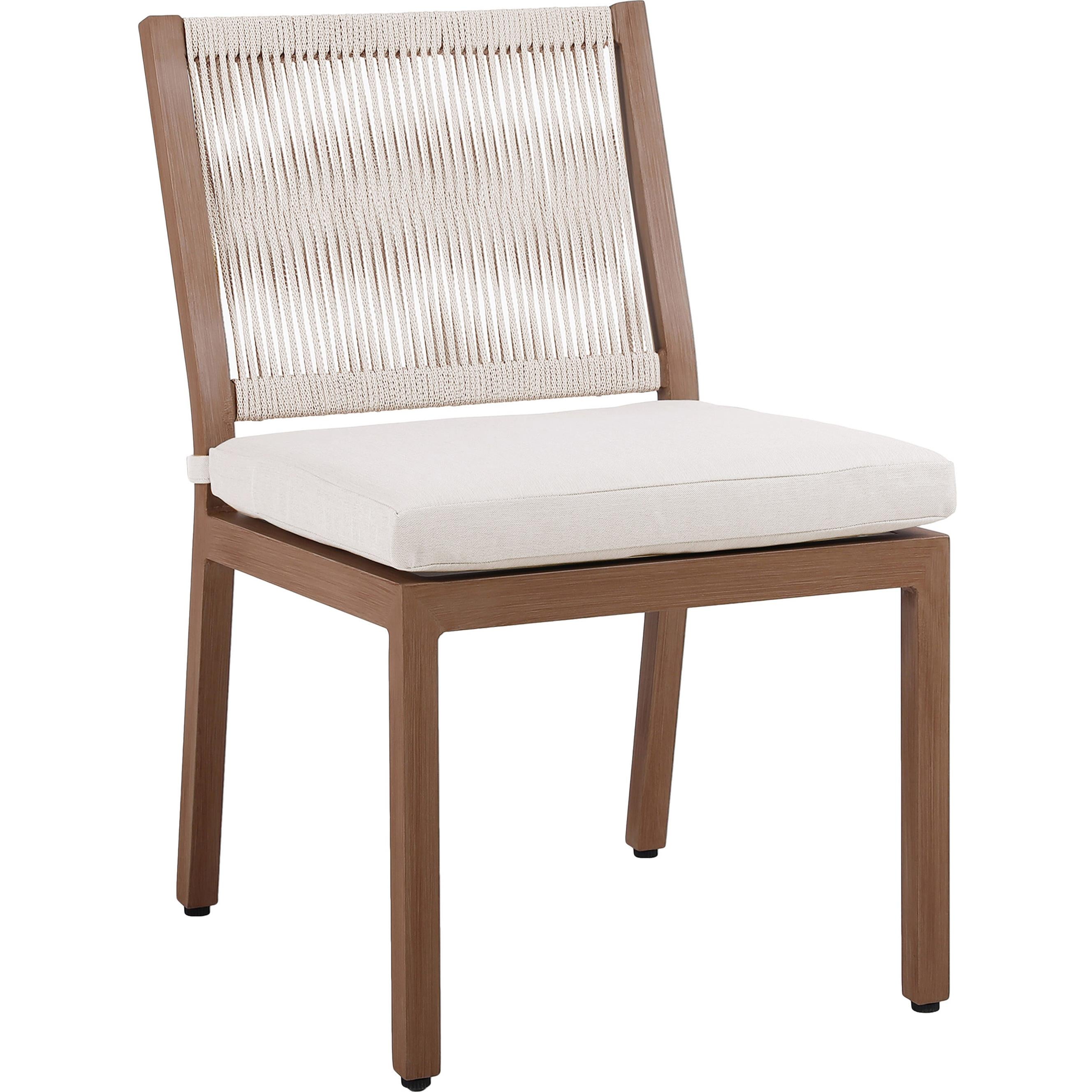 Meridian Maui Cream Water Resistant Fabric Outdoor Patio Dining Side Chair
