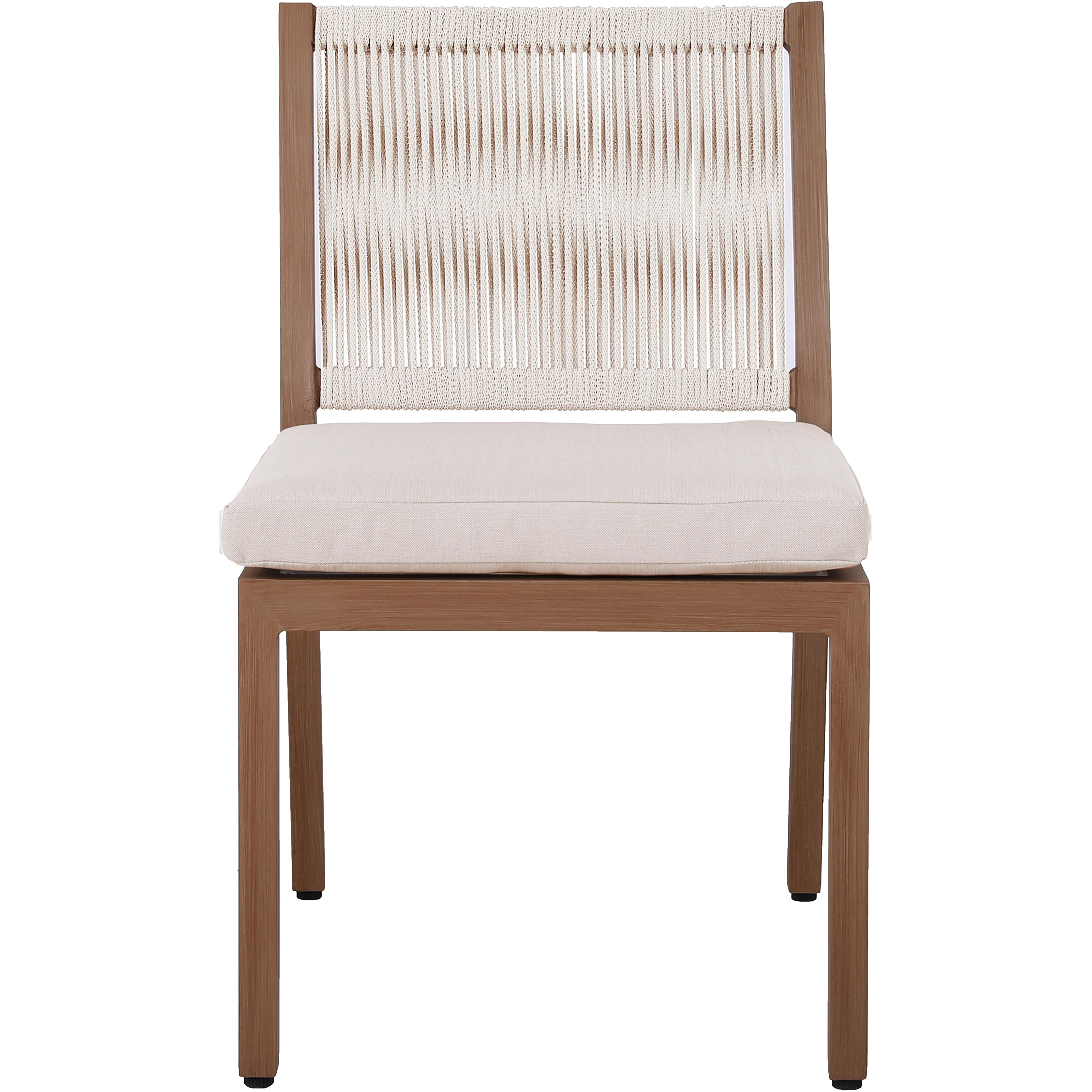 Meridian Maui Cream Water Resistant Fabric Outdoor Patio Dining Side Chair