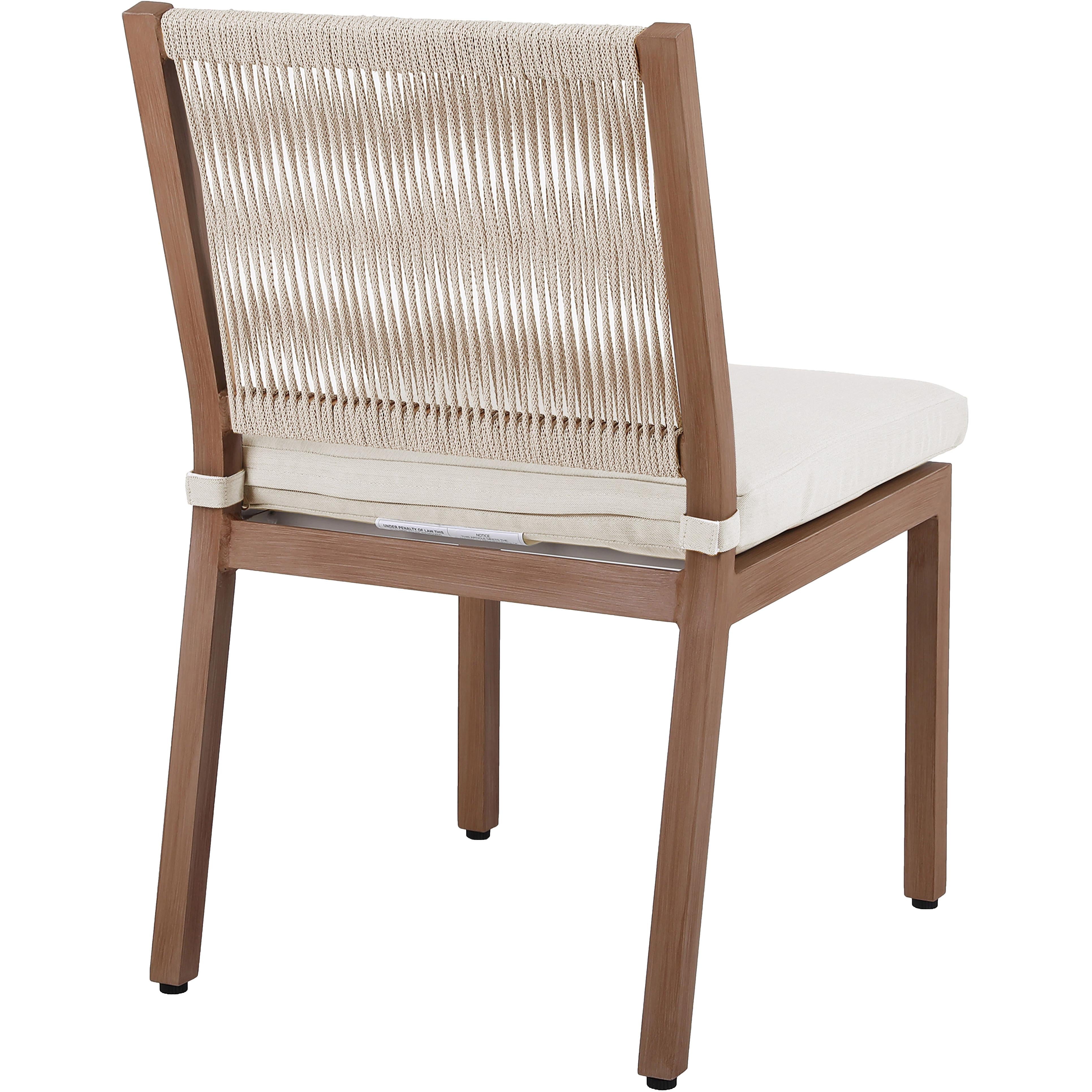 Meridian Maui Cream Water Resistant Fabric Outdoor Patio Dining Side Chair