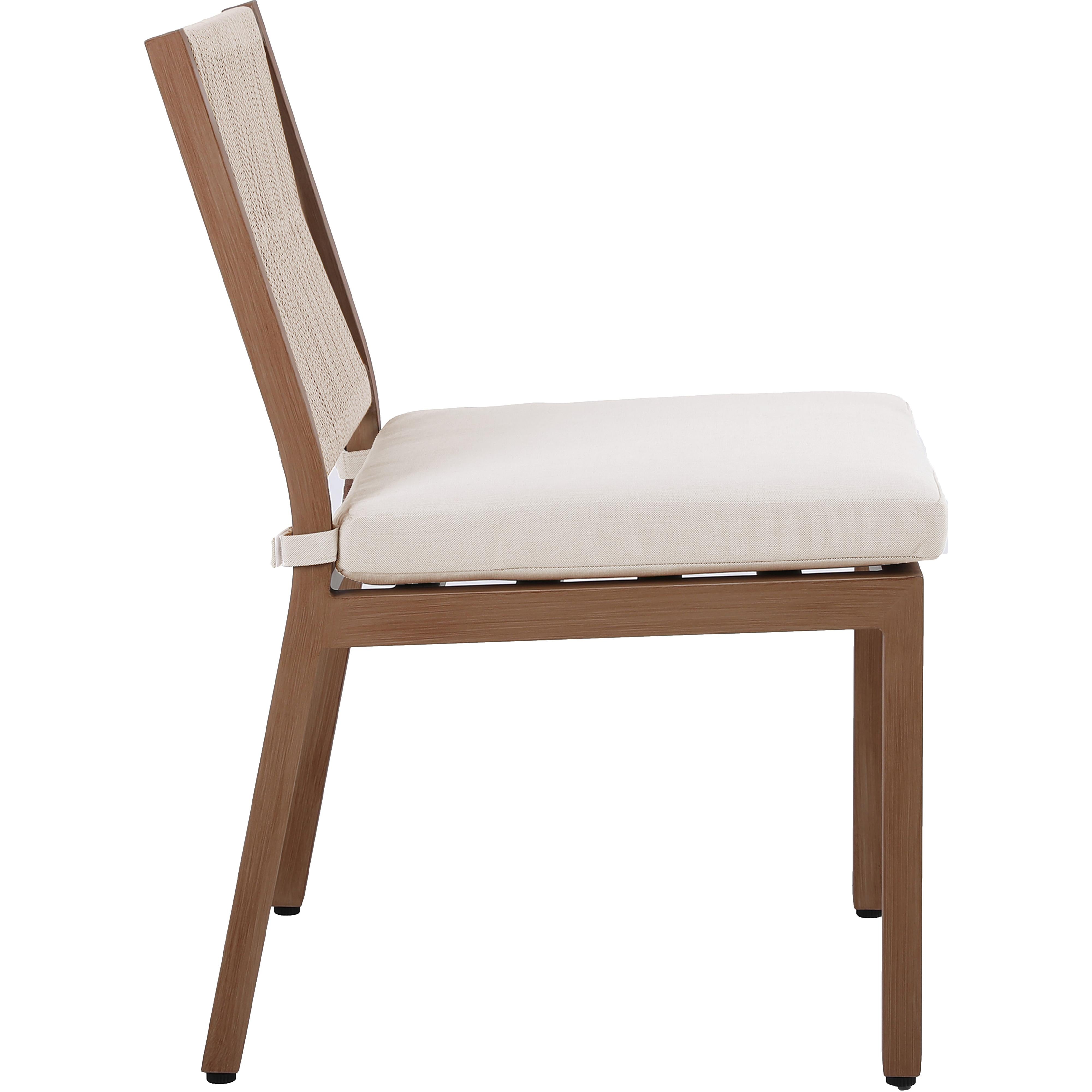 Meridian Maui Cream Water Resistant Fabric Outdoor Patio Dining Side Chair