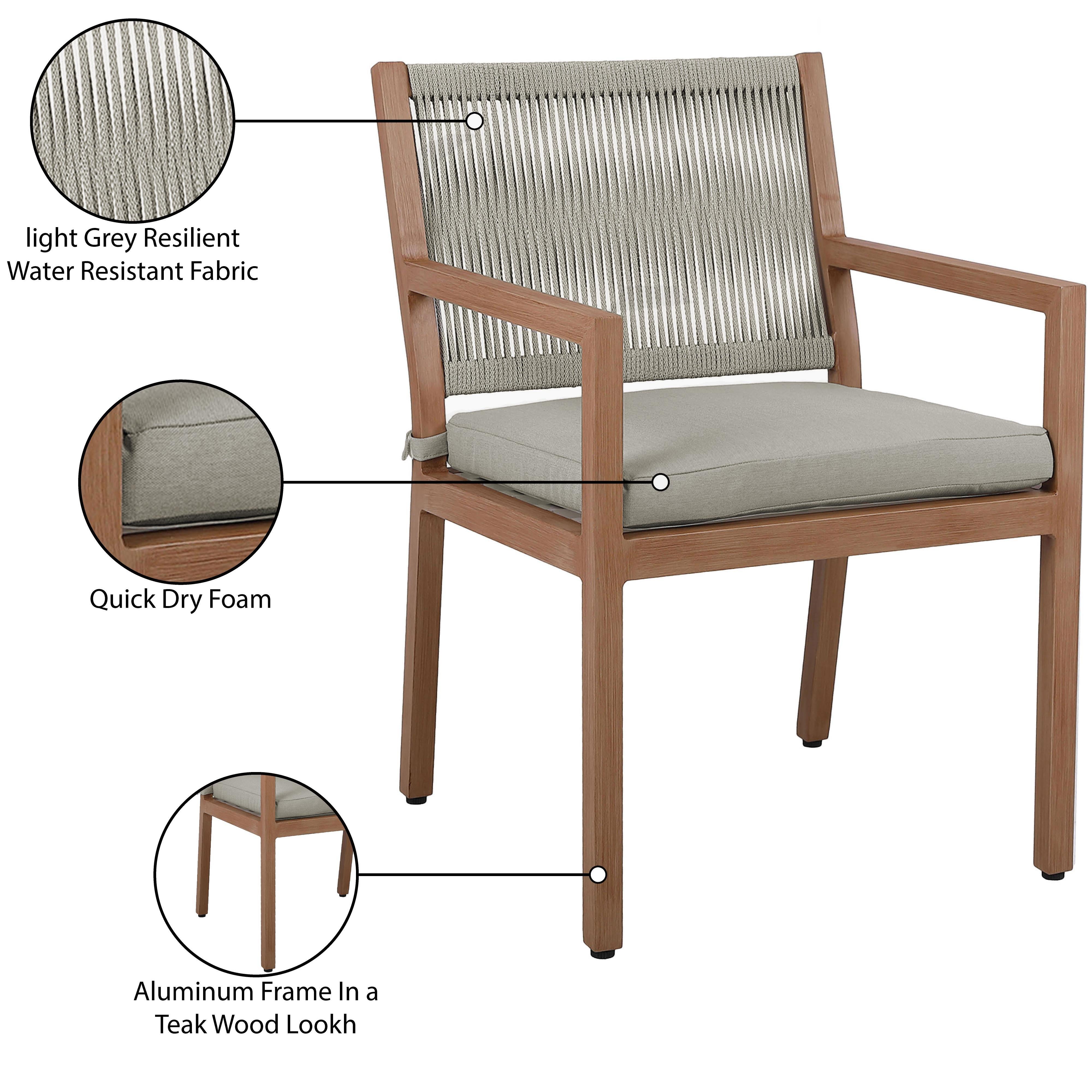 Meridian Maui Grey Water Resistant Fabric Outdoor Patio Dining Arm Chair