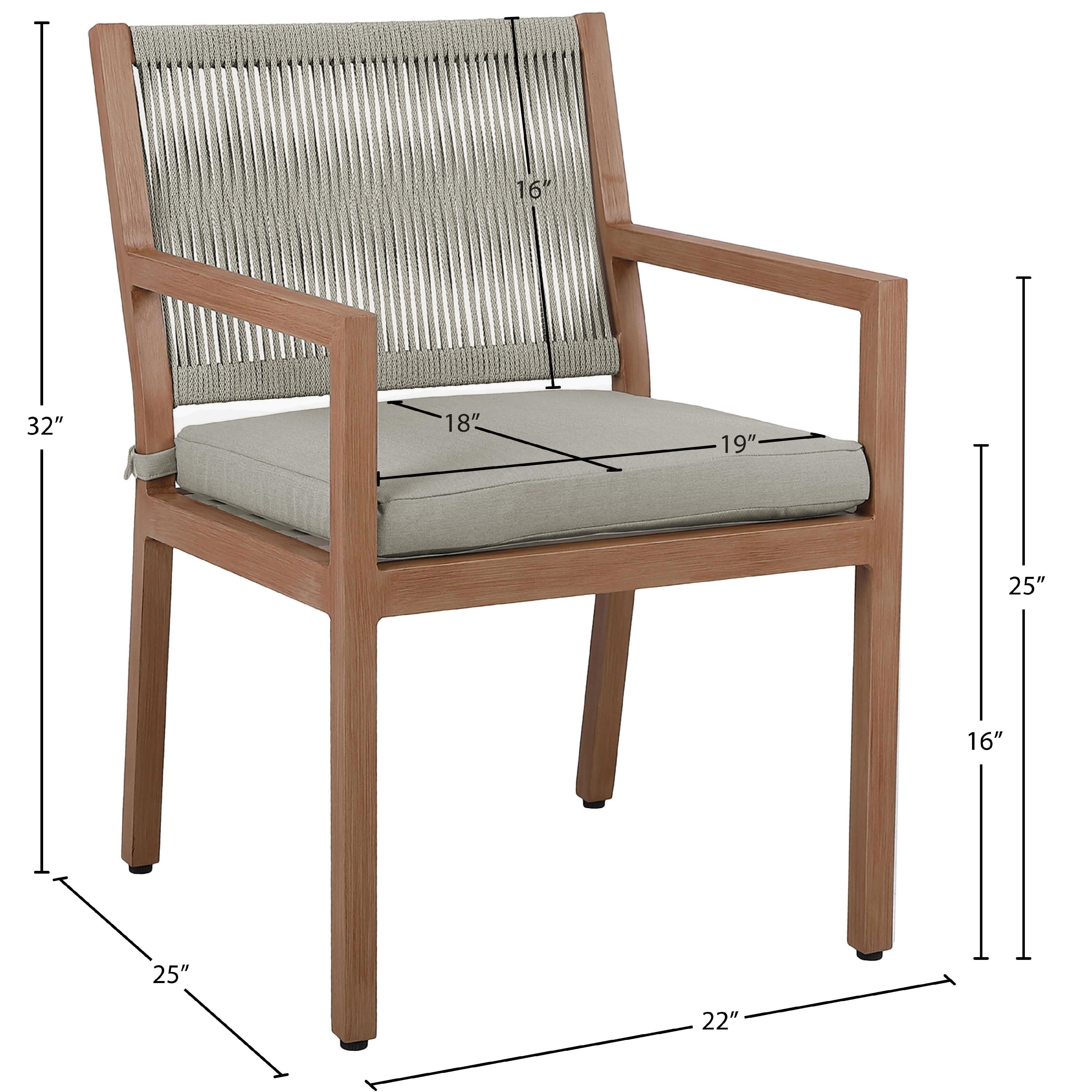 Meridian Maui Grey Water Resistant Fabric Outdoor Patio Dining Arm Chair