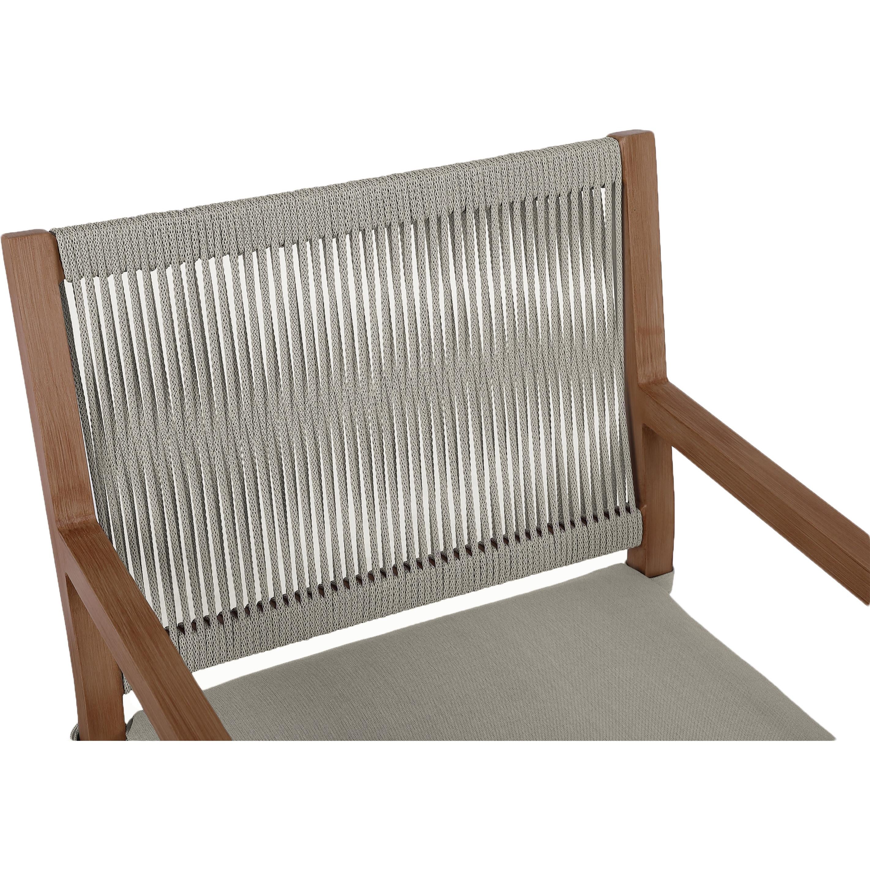 Meridian Maui Grey Water Resistant Fabric Outdoor Patio Dining Arm Chair