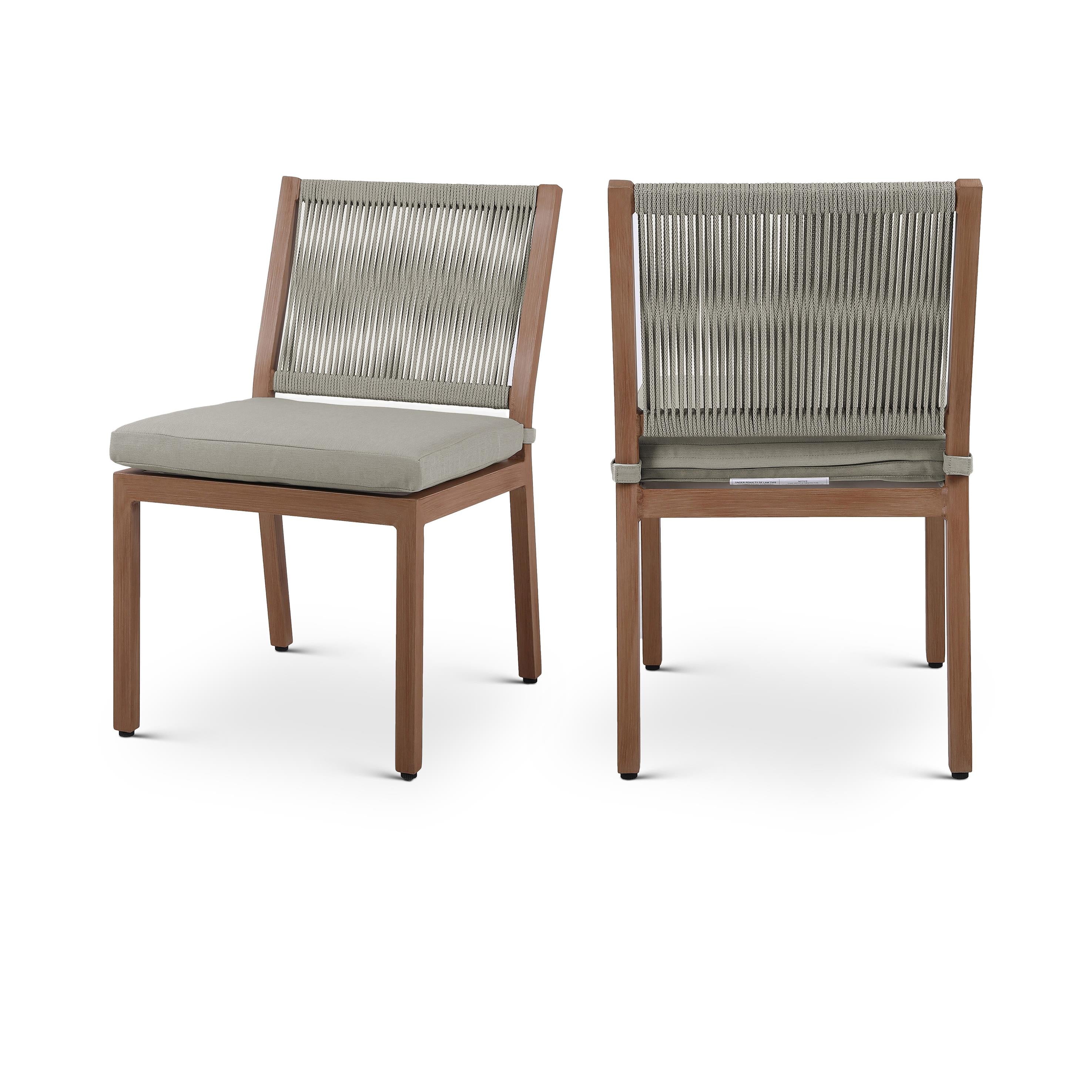Meridian Maui Grey Water Resistant Fabric Outdoor Patio Dining Side Chair