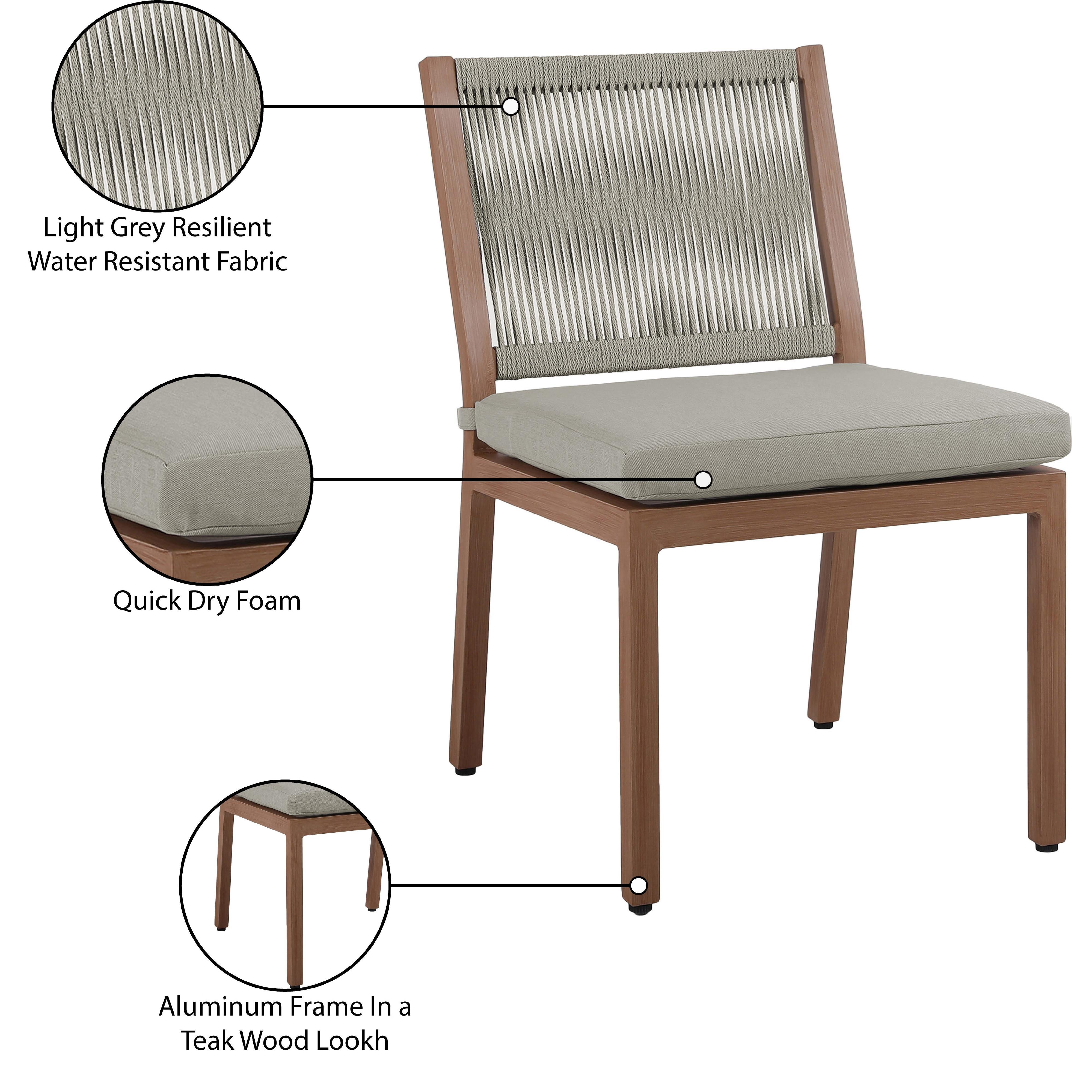 Meridian Maui Grey Water Resistant Fabric Outdoor Patio Dining Side Chair