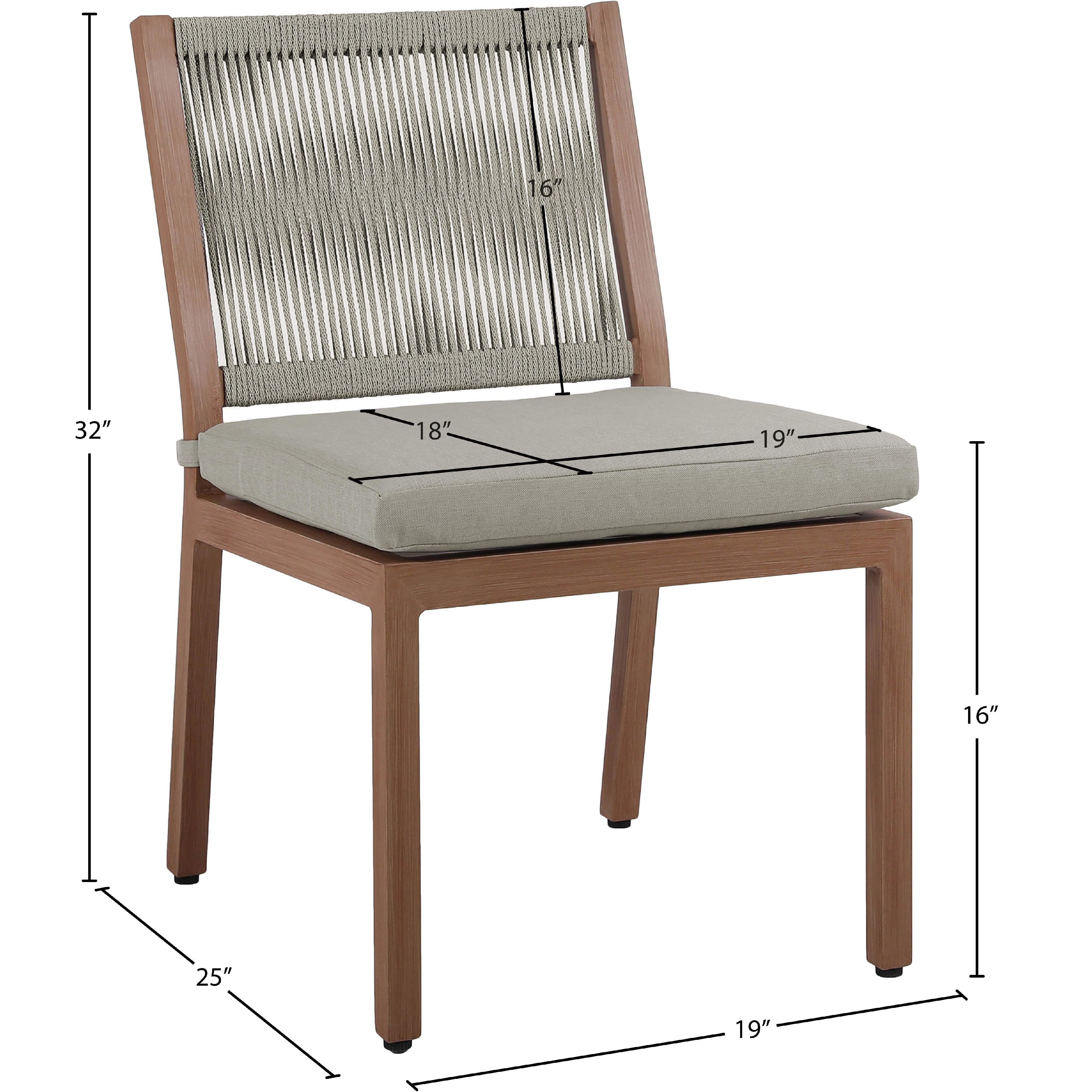 Meridian Maui Grey Water Resistant Fabric Outdoor Patio Dining Side Chair