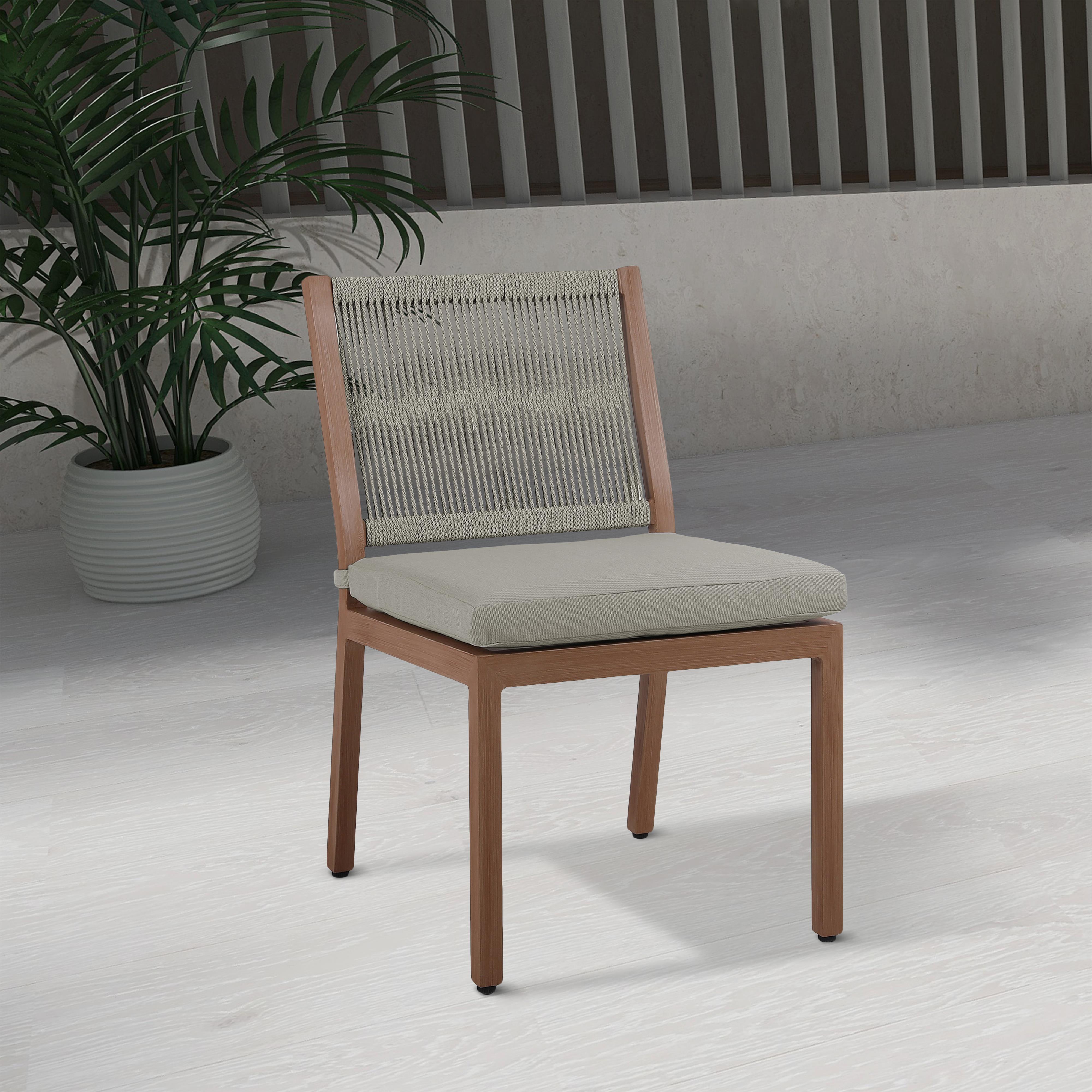 Meridian Maui Grey Water Resistant Fabric Outdoor Patio Dining Side Chair